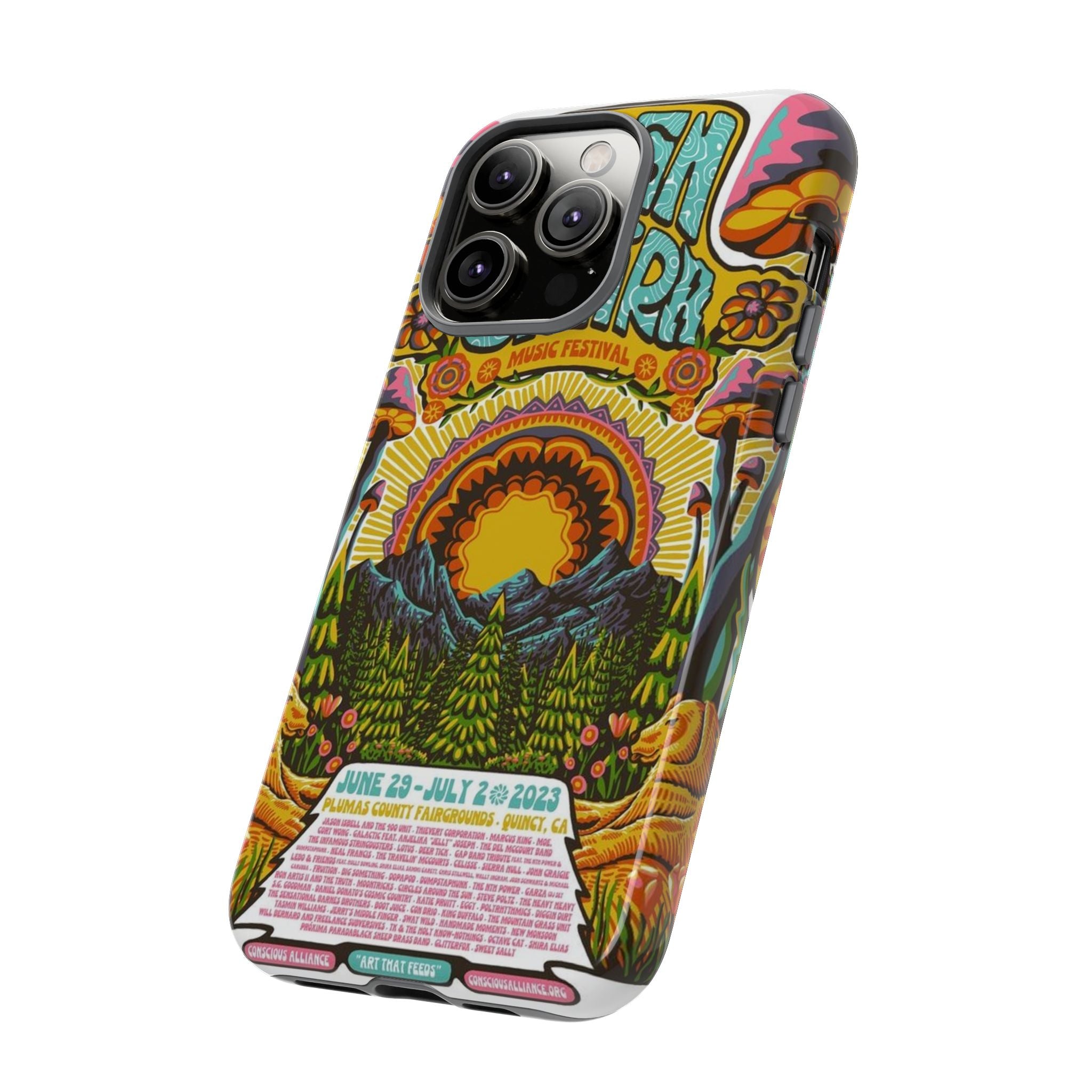 Psychedelic Festival Forest – Retro Mushroom Tough iPhone Case