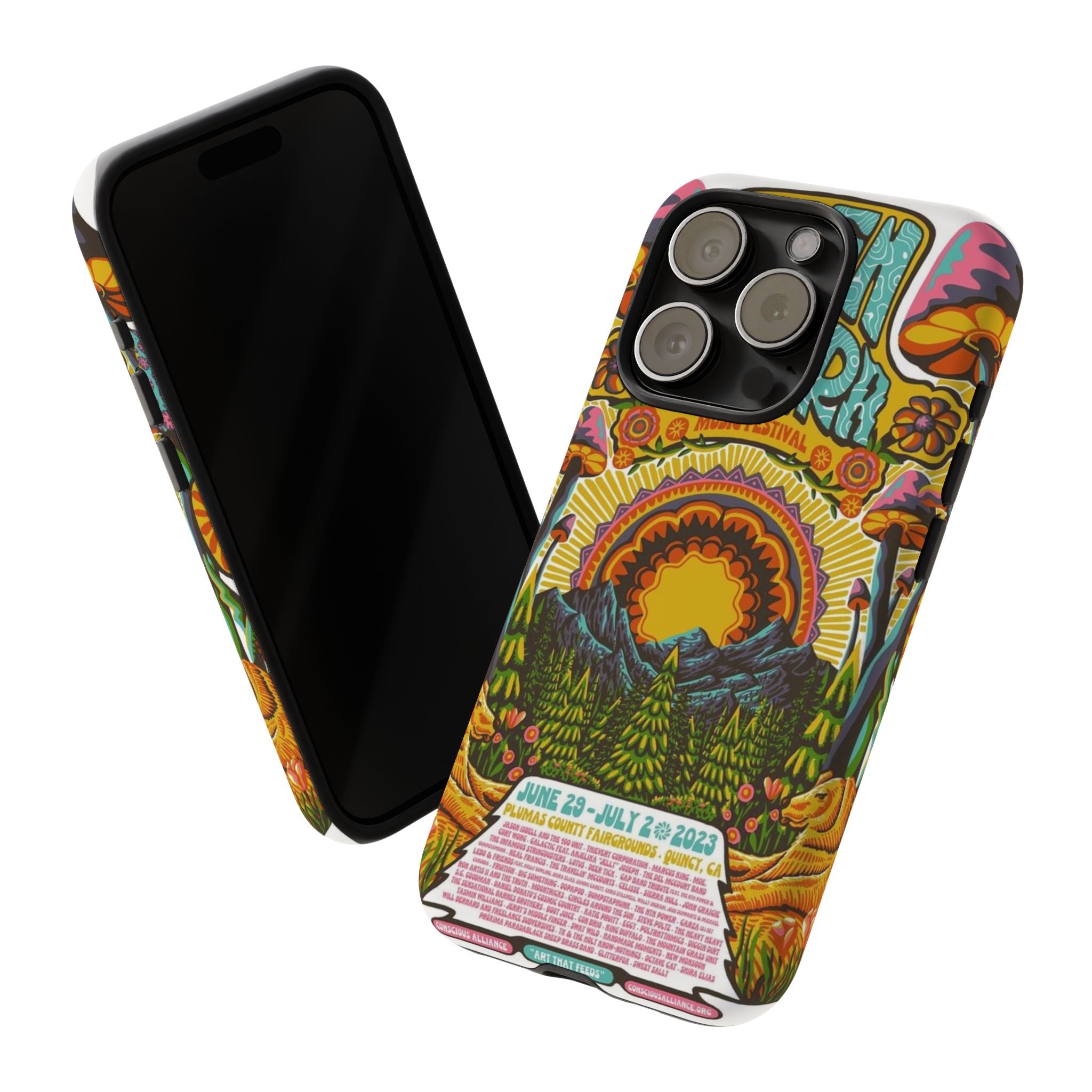 Psychedelic Festival Forest – Retro Mushroom Tough iPhone Case