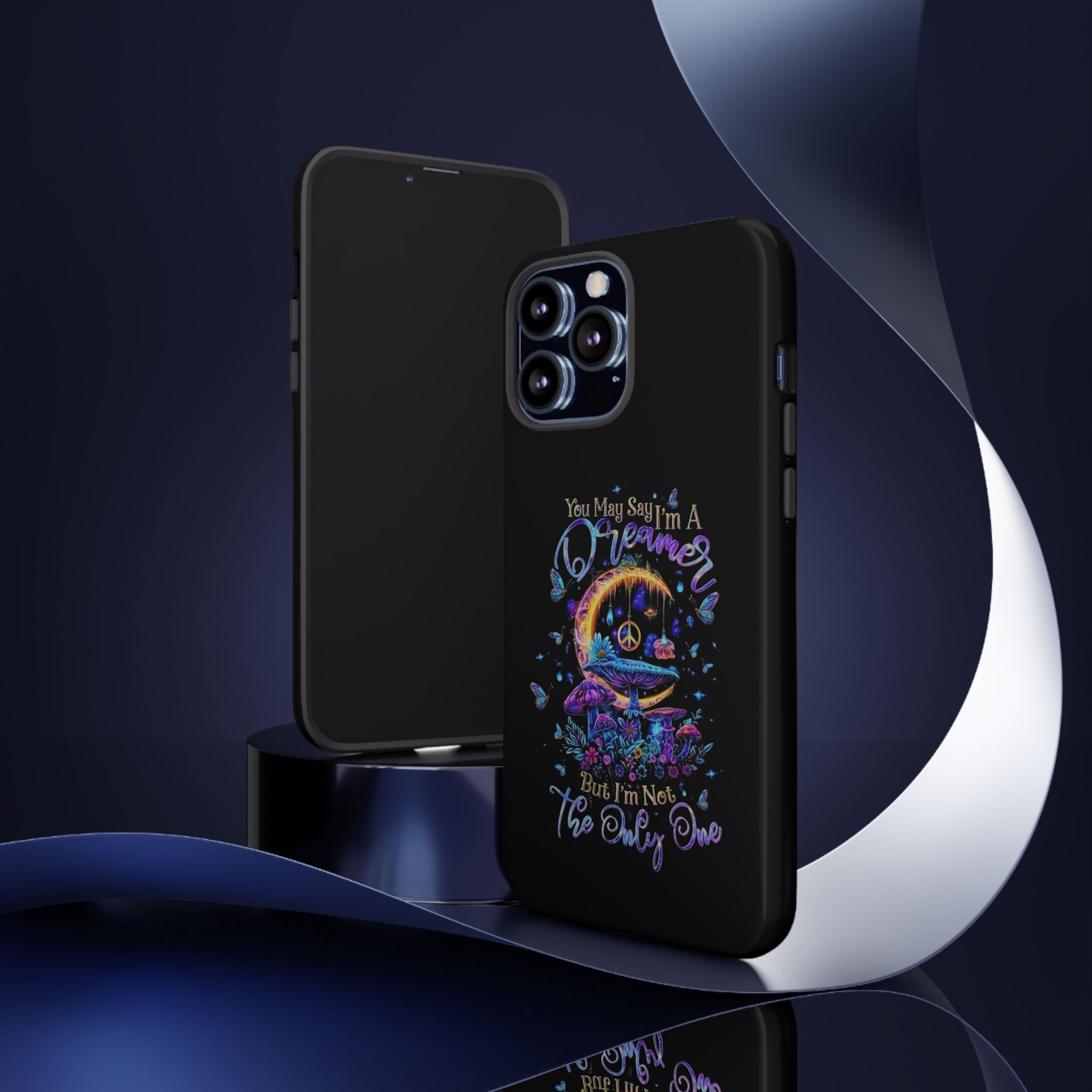 Dreamer Moon & Mushrooms – Neon Psychedelic iPhone Case
