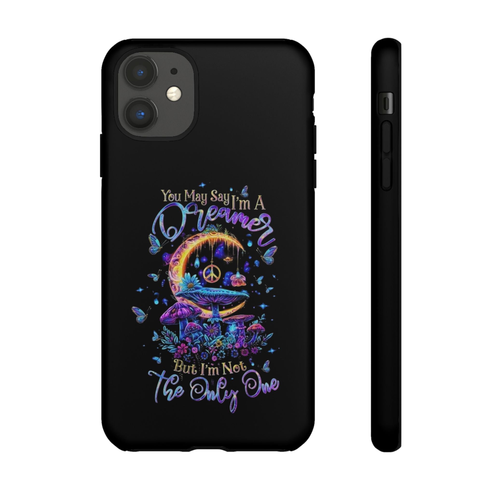 Dreamer Moon & Mushrooms – Neon Psychedelic iPhone Case