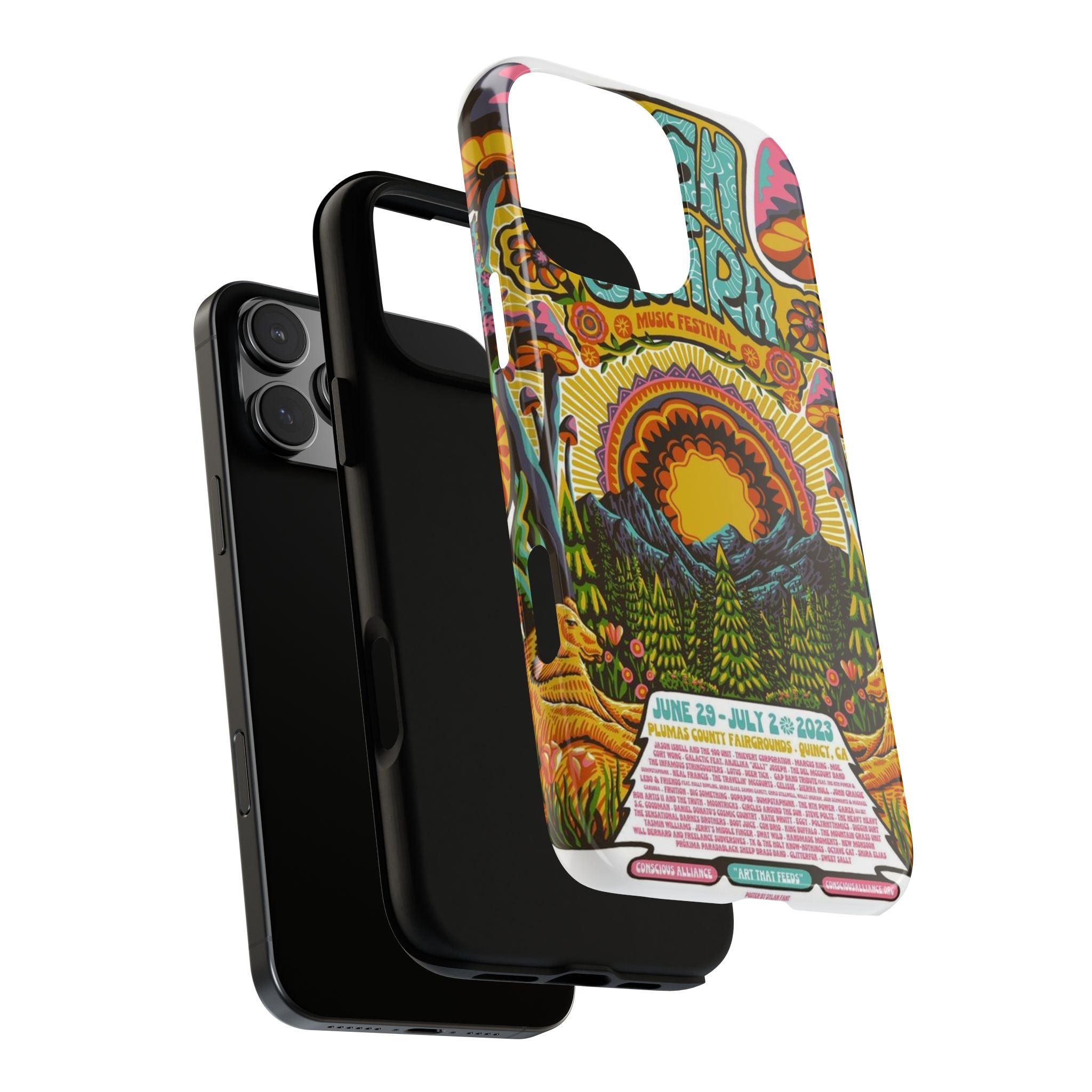 Psychedelic Festival Forest – Retro Mushroom Tough iPhone Case