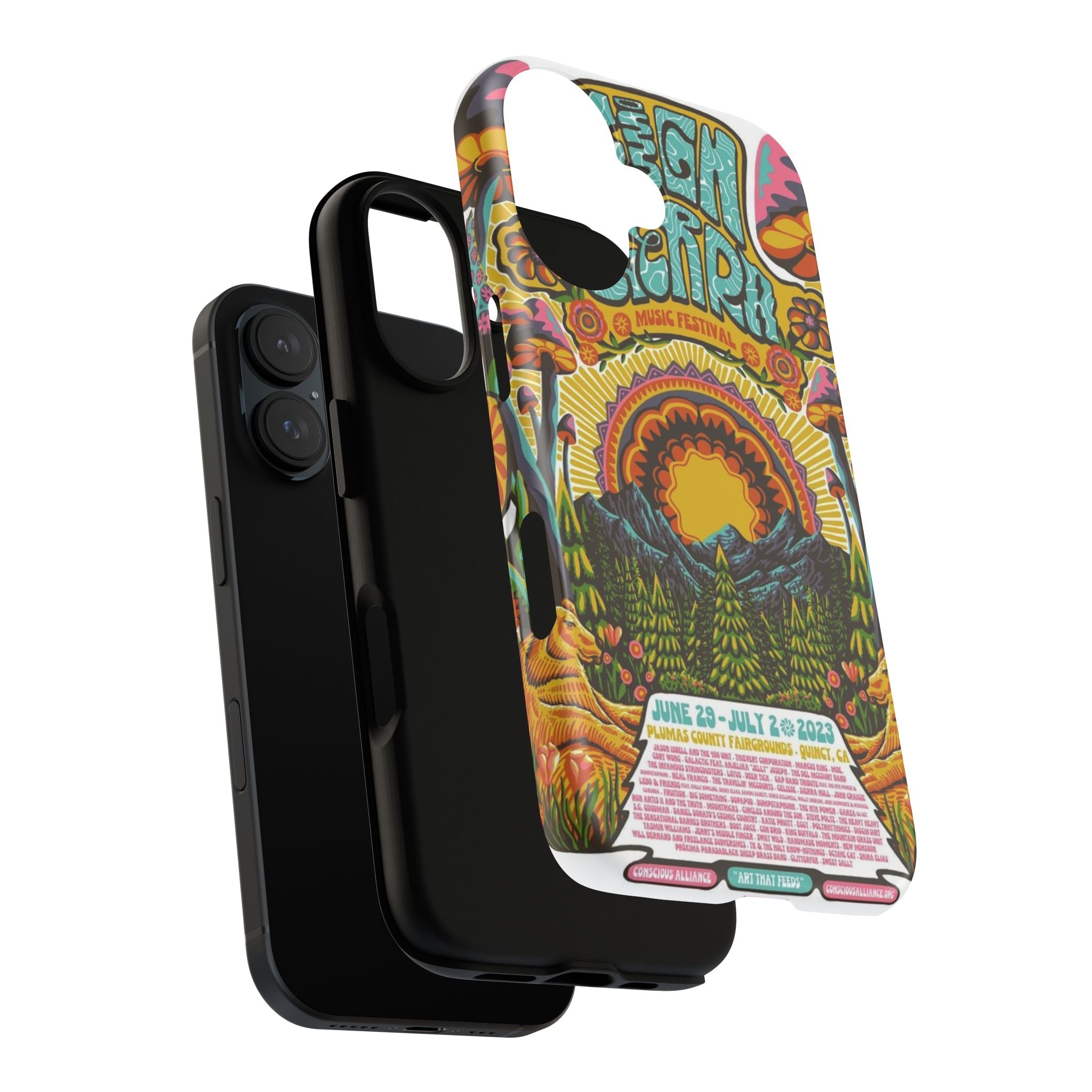 Psychedelic Festival Forest – Retro Mushroom Tough iPhone Case