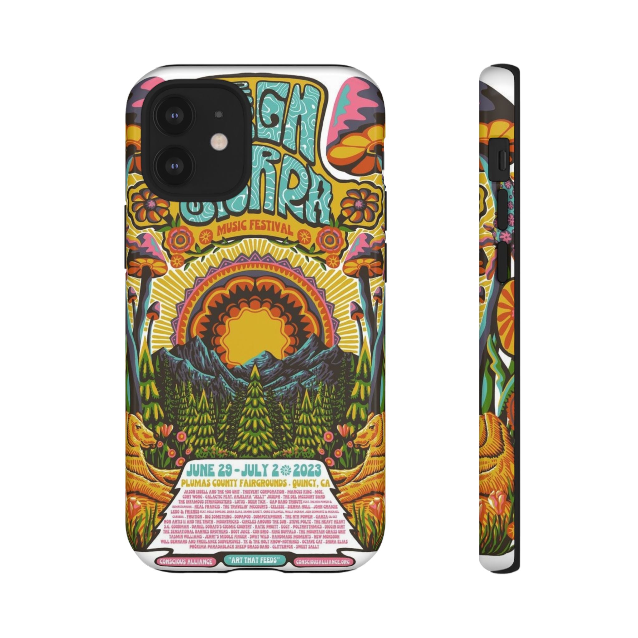Psychedelic Festival Forest – Retro Mushroom Tough iPhone Case