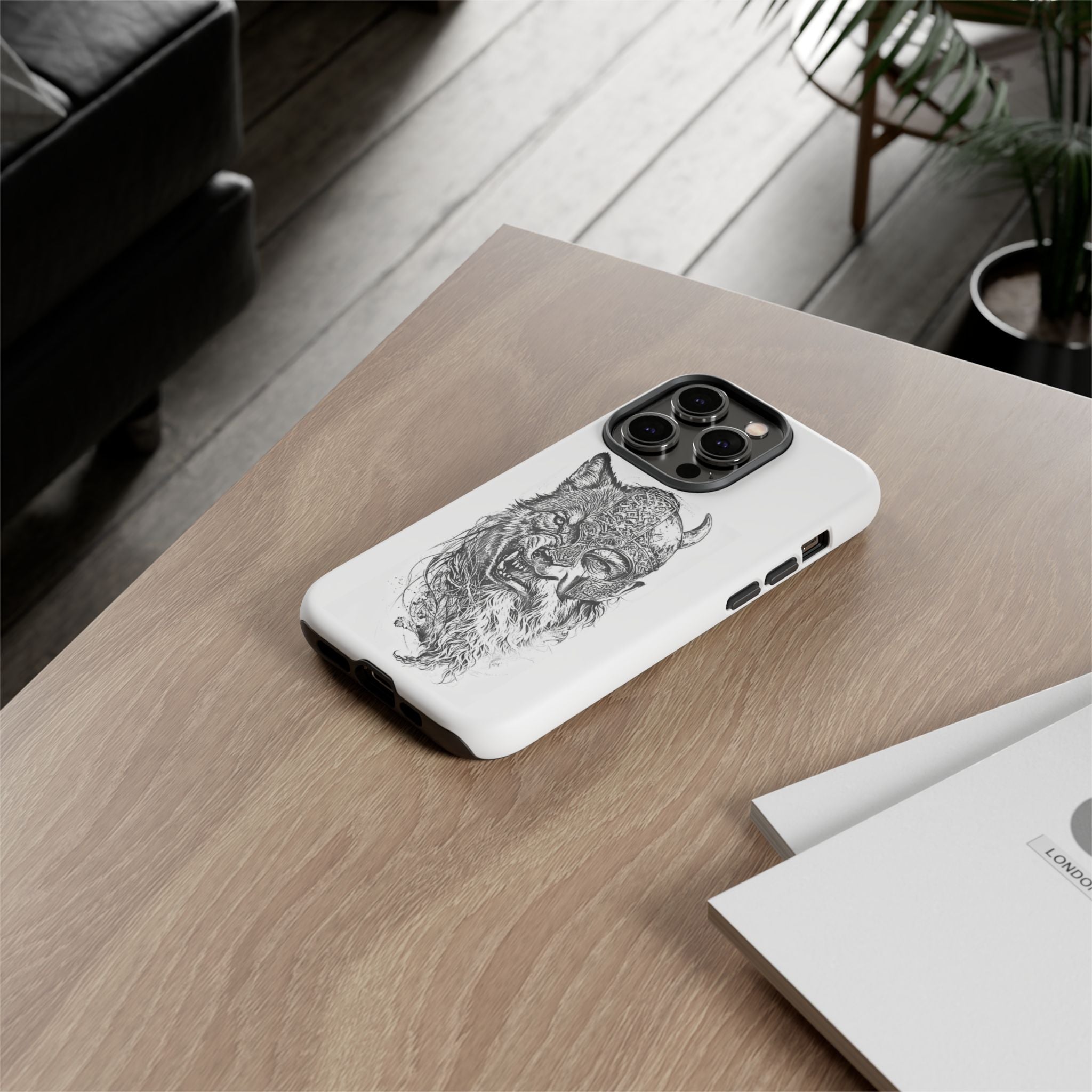 Viking Wolf Spirit – Norse Warrior Fusion iPhone Case