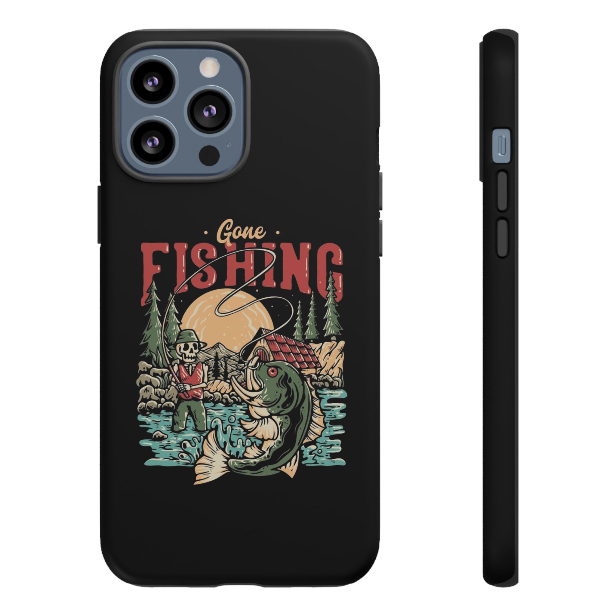 Gone Fishing Skeleton – Vintage Angler iPhone Case