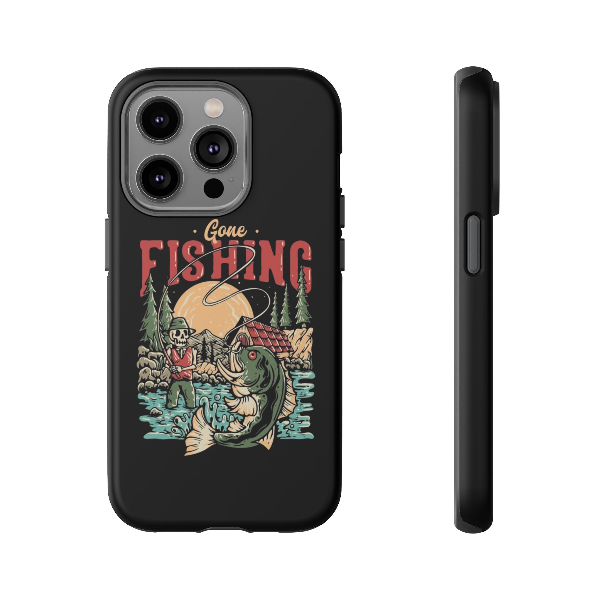Gone Fishing Skeleton – Vintage Angler iPhone Case