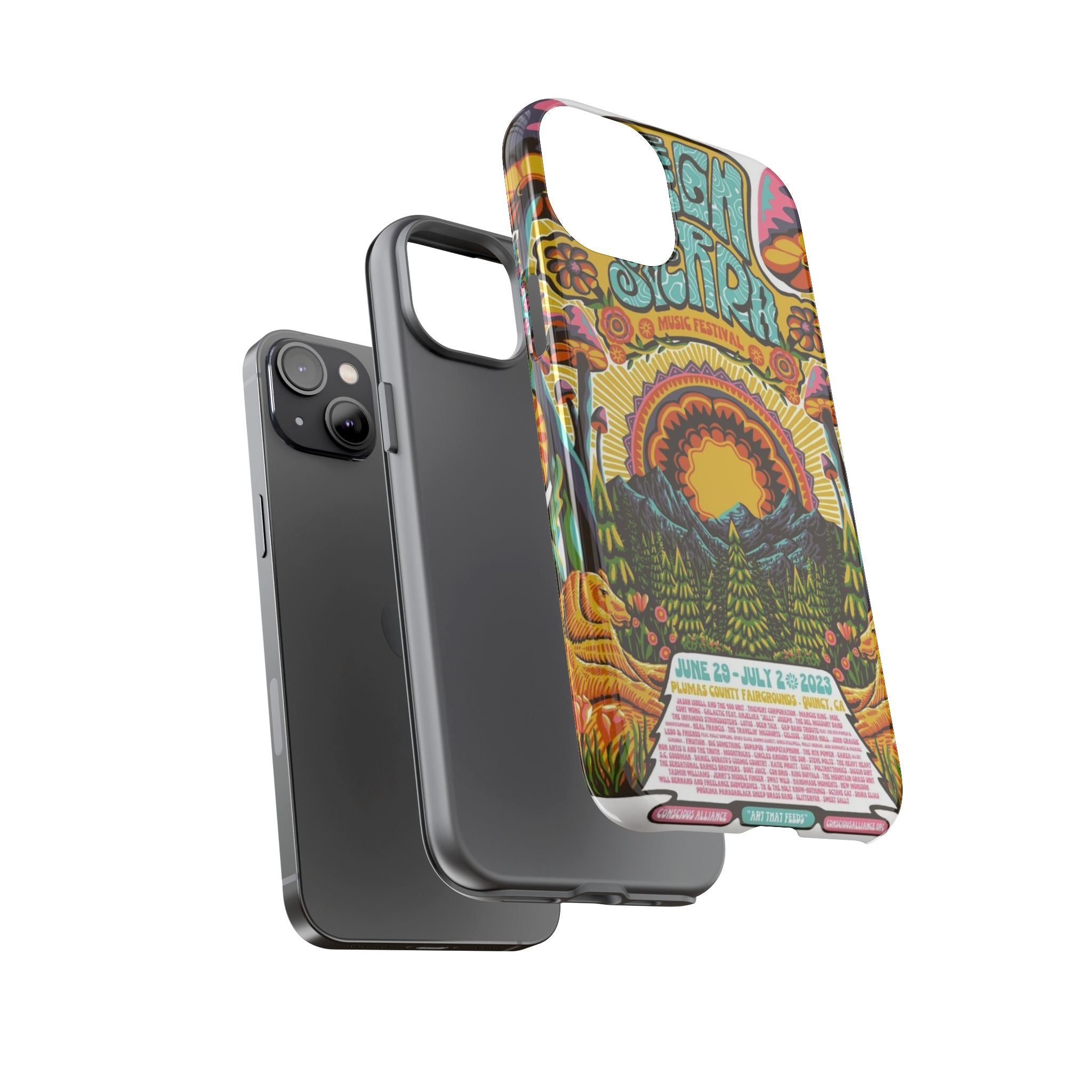 Psychedelic Festival Forest – Retro Mushroom Tough iPhone Case
