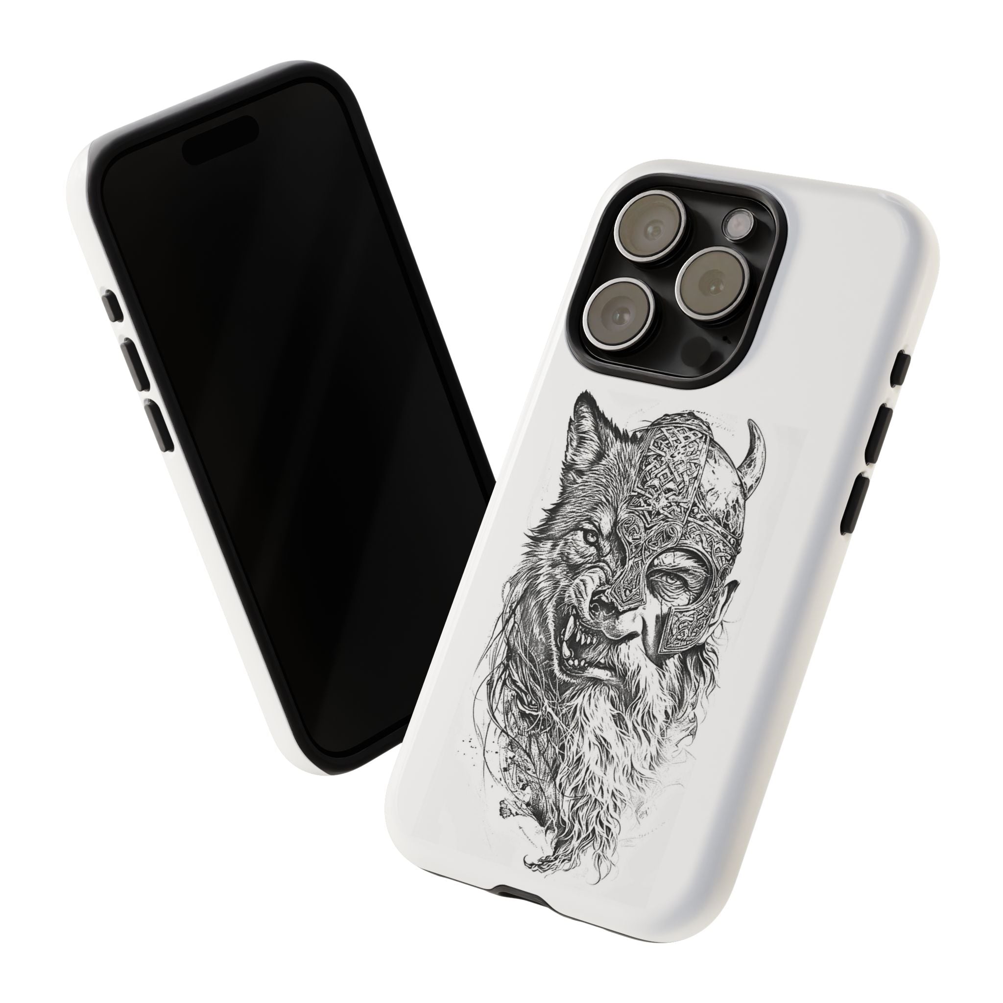 Viking Wolf Spirit – Norse Warrior Fusion iPhone Case