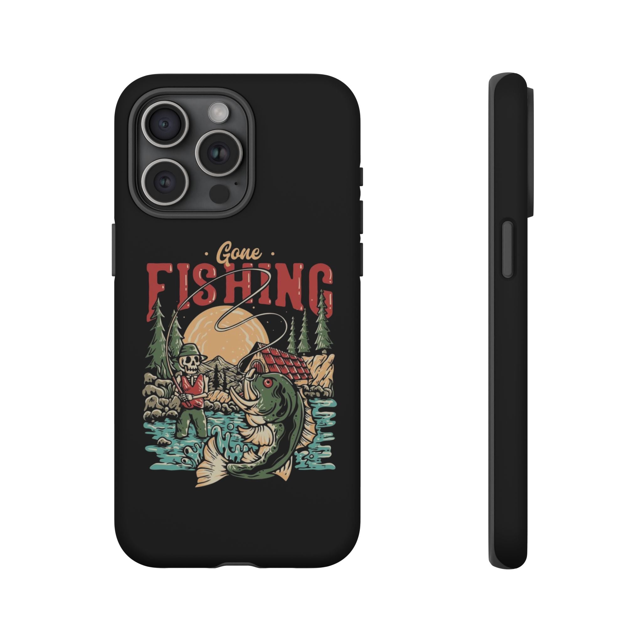 Gone Fishing Skeleton – Vintage Angler iPhone Case