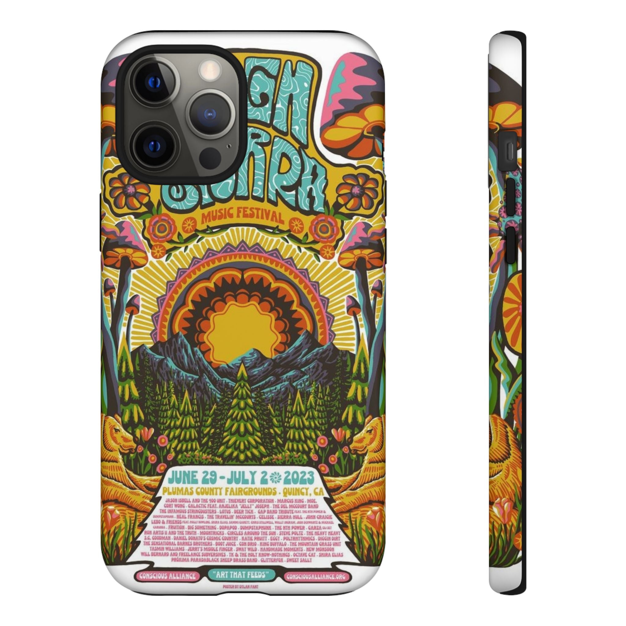 Psychedelic Festival Forest – Retro Mushroom Tough iPhone Case