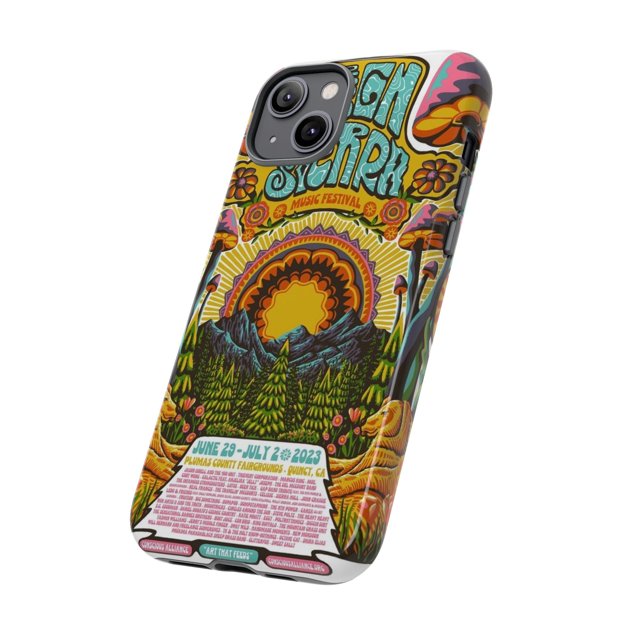 Psychedelic Festival Forest – Retro Mushroom Tough iPhone Case