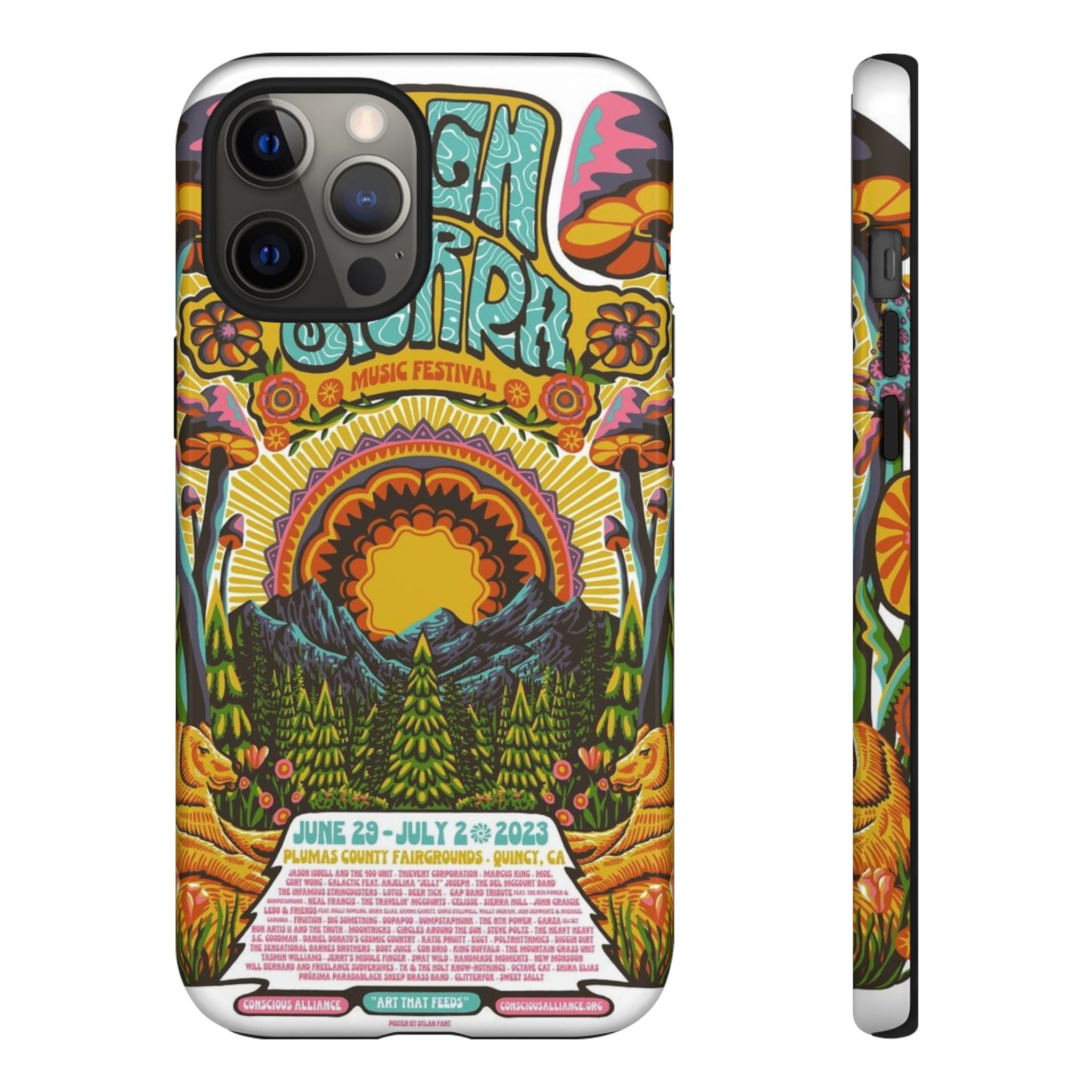 Psychedelic Festival Forest – Retro Mushroom Tough iPhone Case
