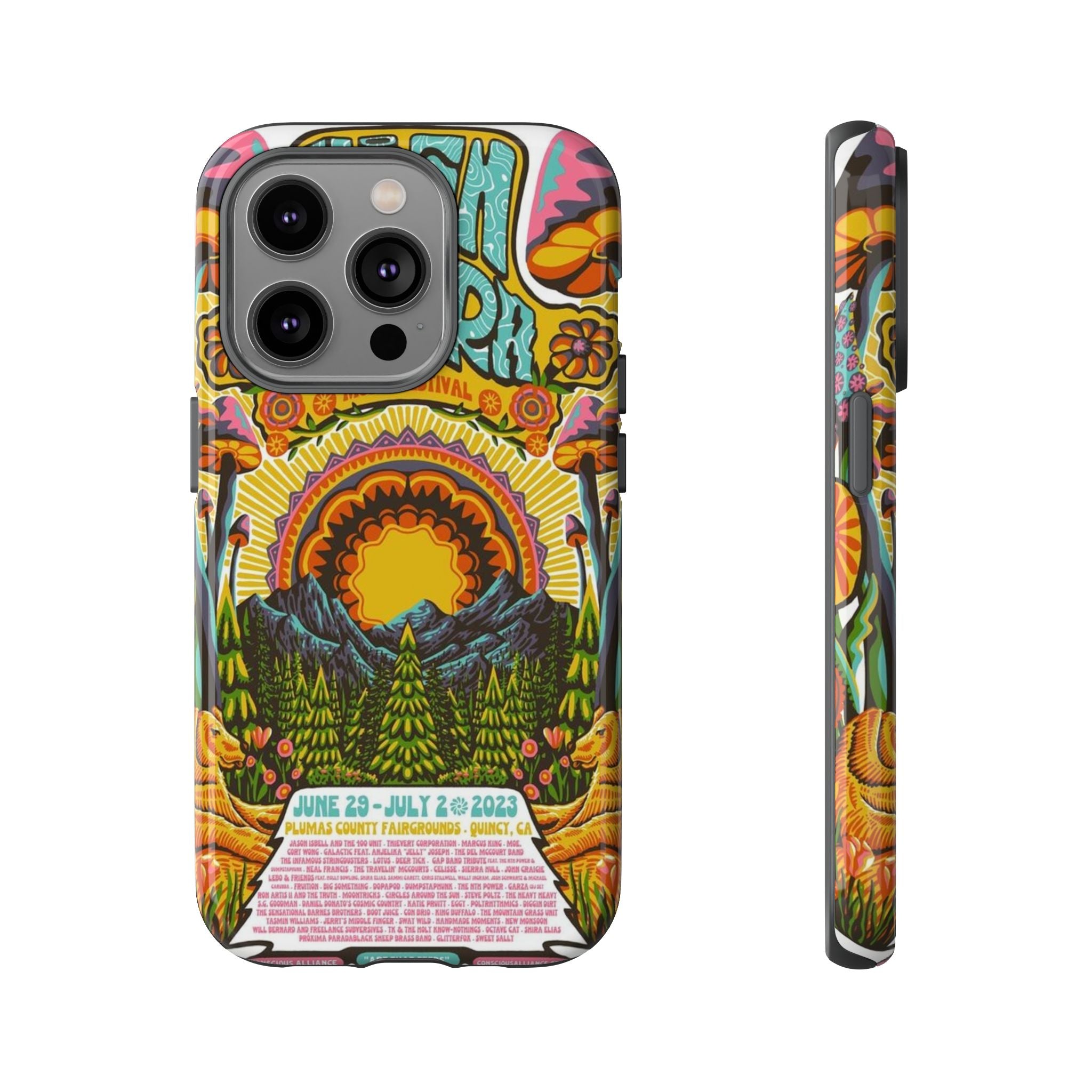 Psychedelic Festival Forest – Retro Mushroom Tough iPhone Case