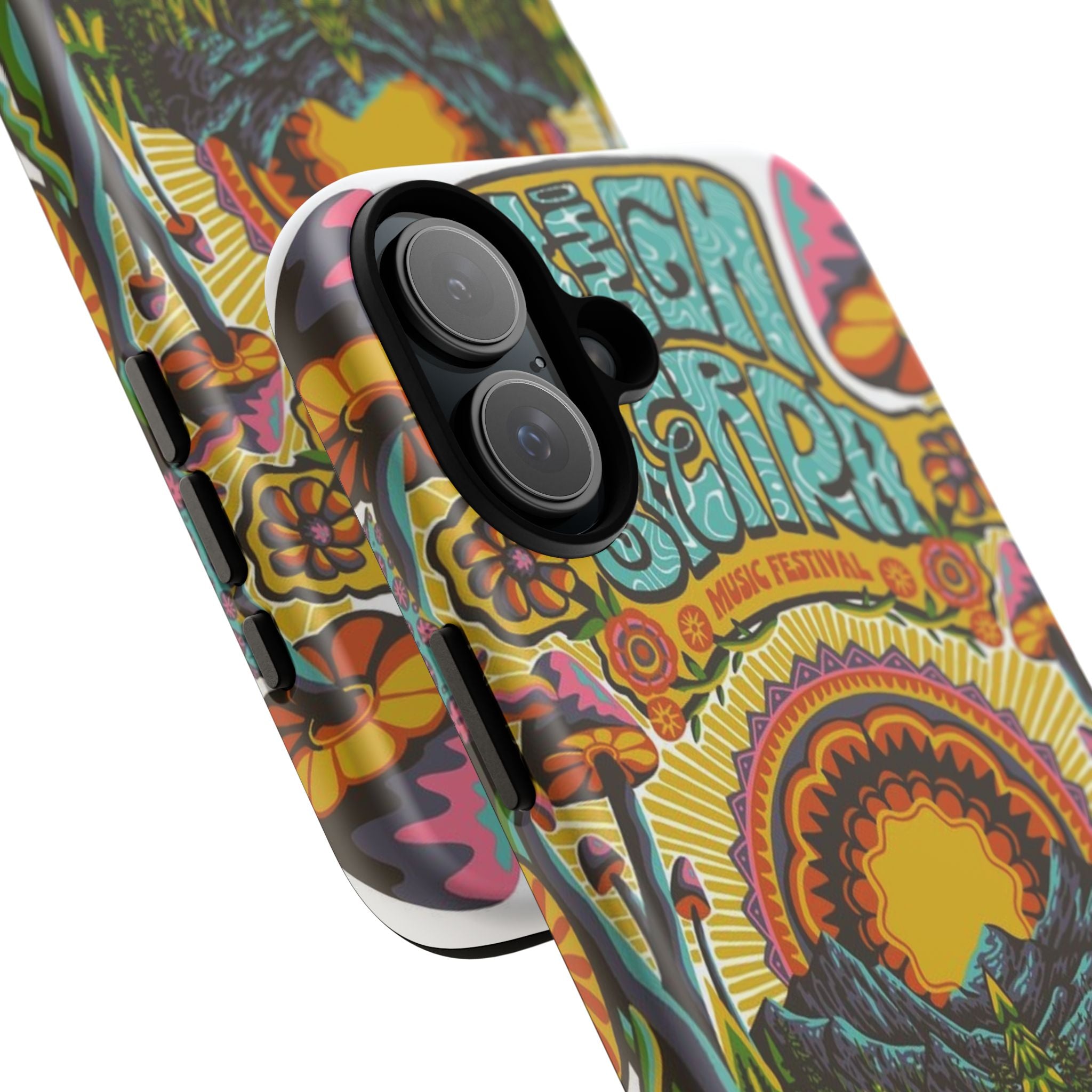 Psychedelic Festival Forest – Retro Mushroom Tough iPhone Case