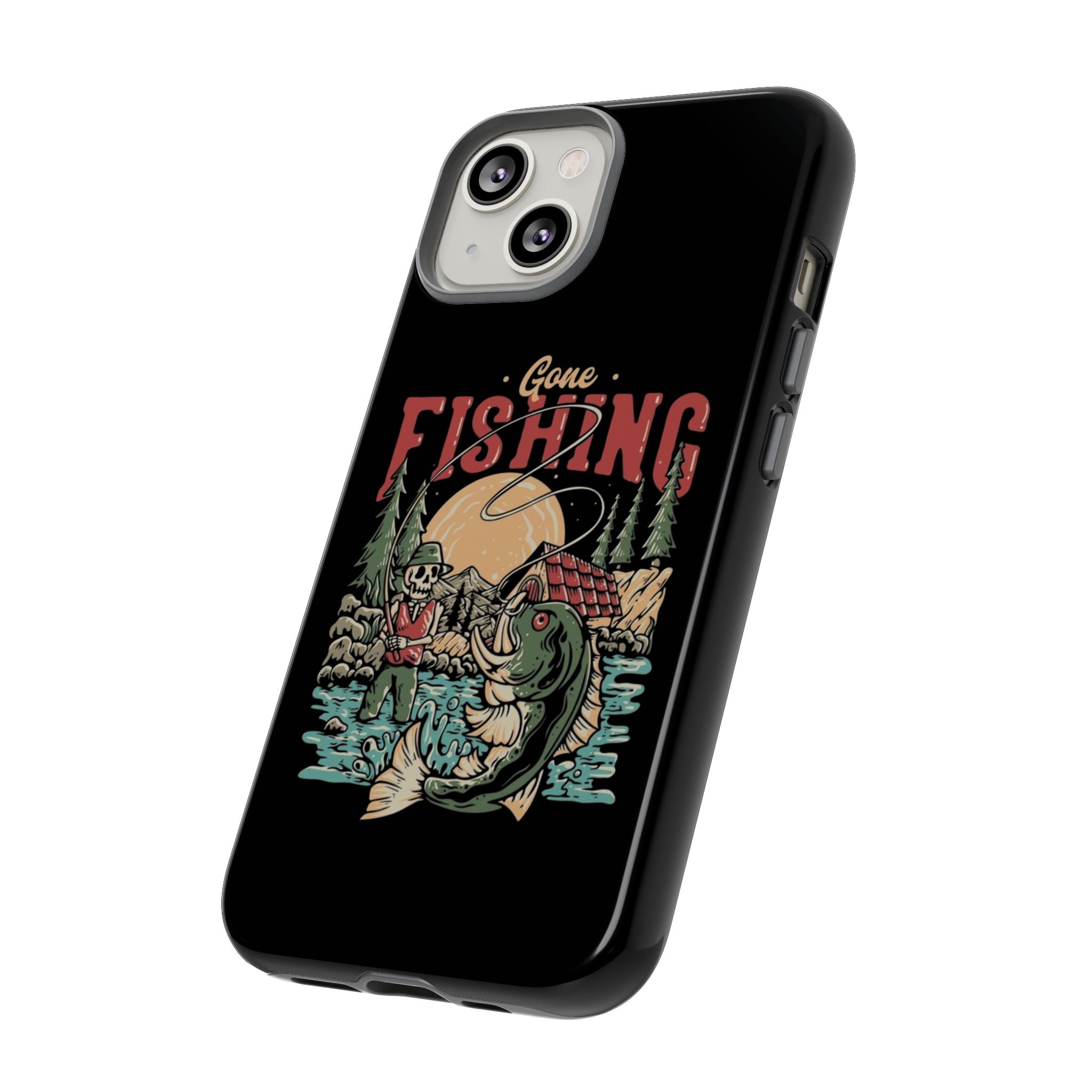 Gone Fishing Skeleton – Vintage Angler iPhone Case