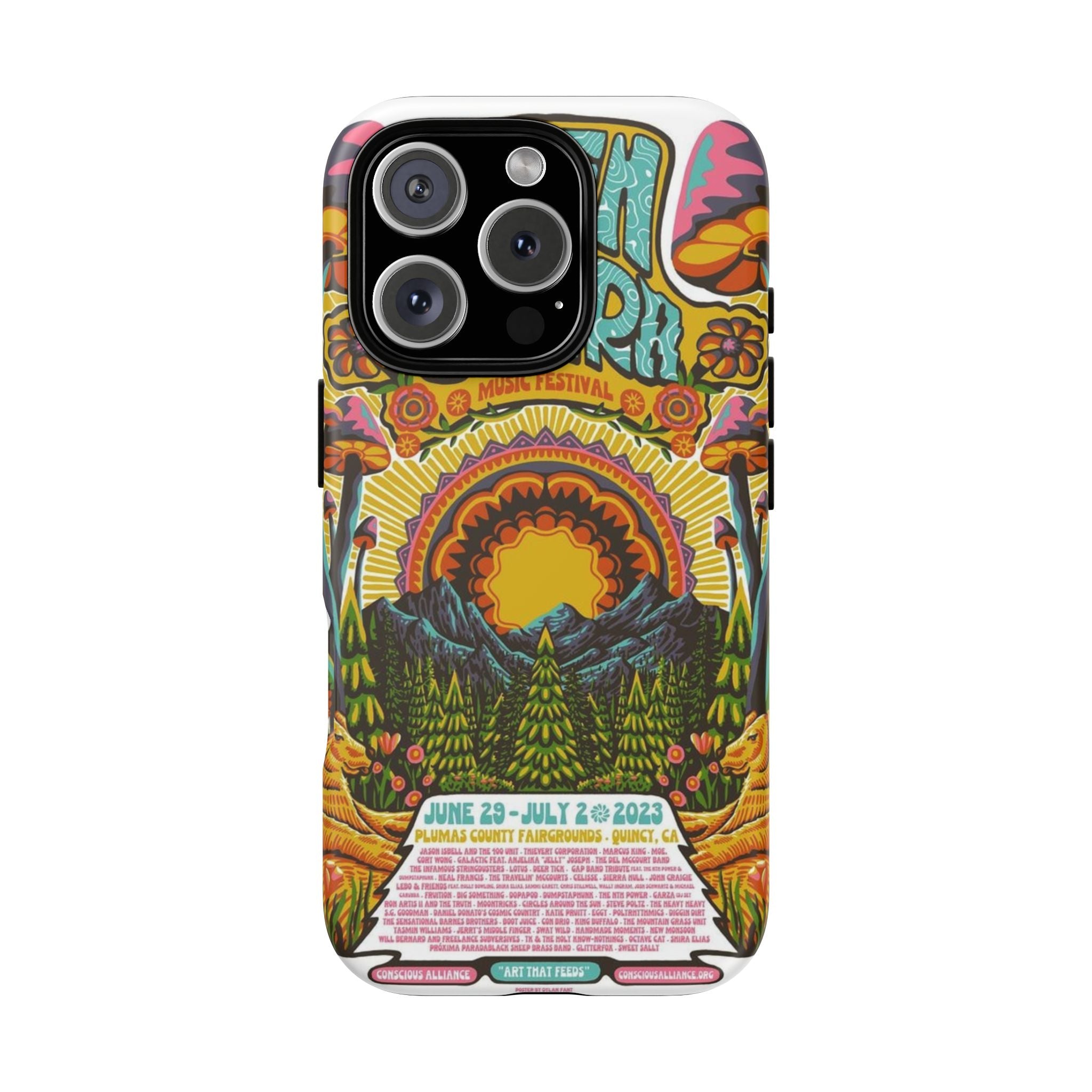 Psychedelic Festival Forest – Retro Mushroom Tough iPhone Case