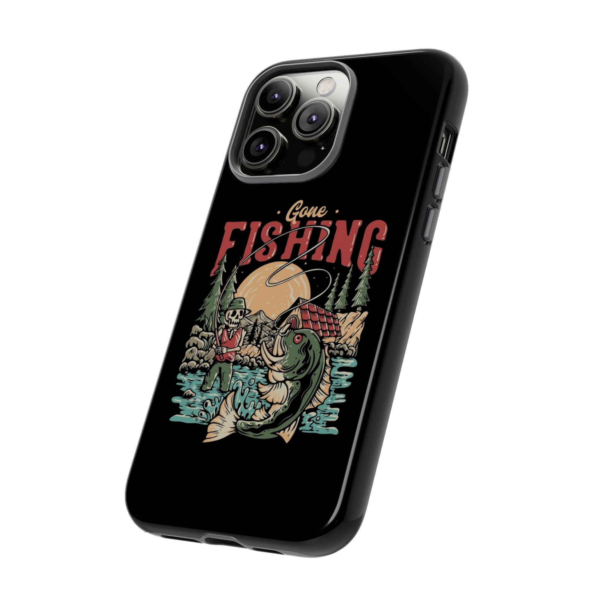 Gone Fishing Skeleton – Vintage Angler iPhone Case