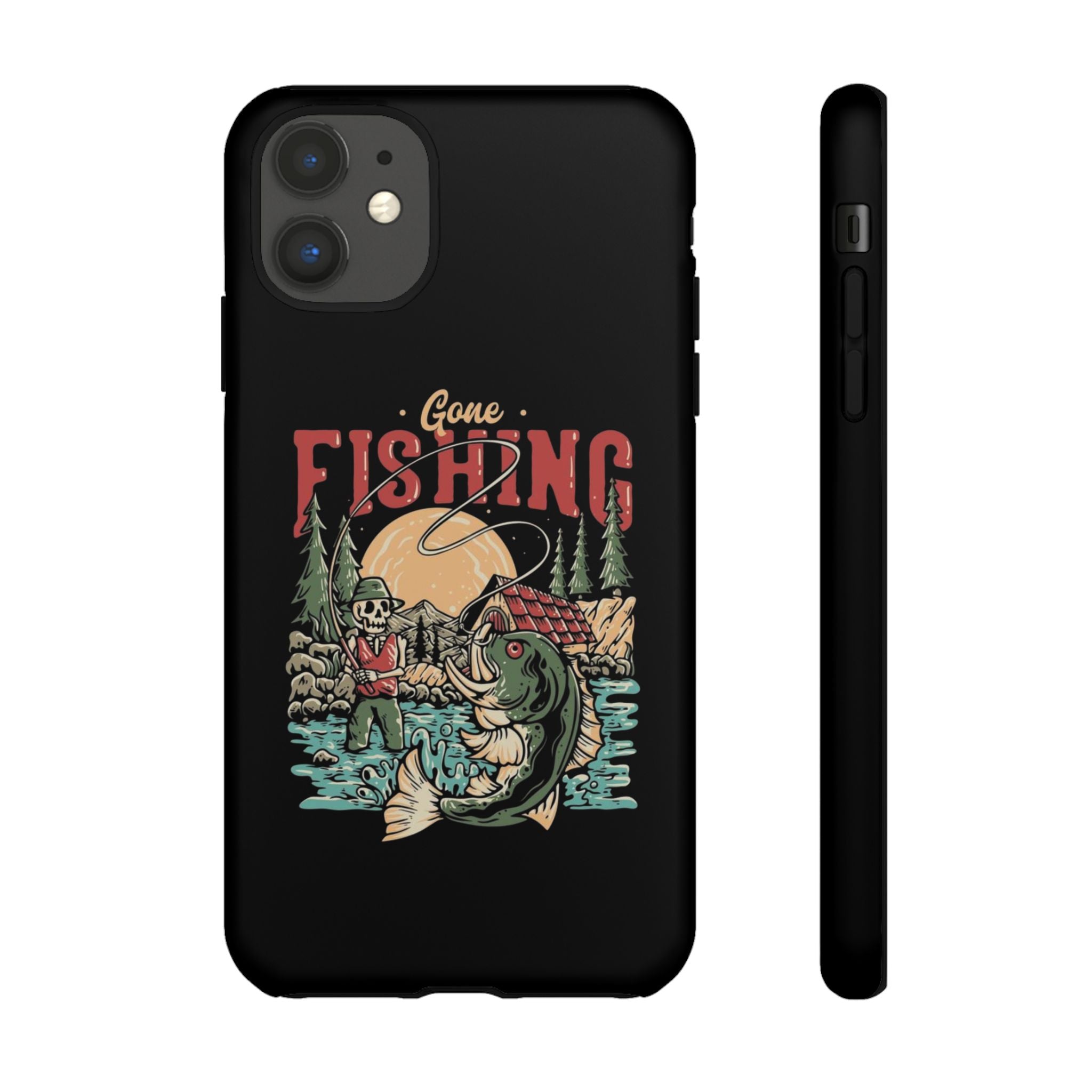 Gone Fishing Skeleton – Vintage Angler iPhone Case