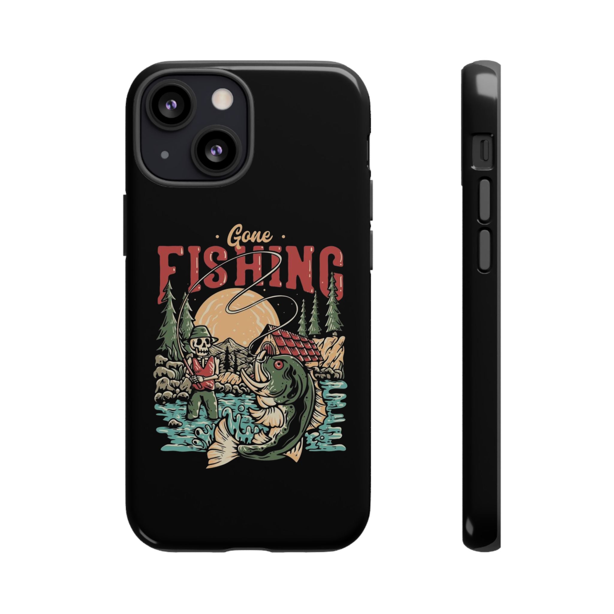 Gone Fishing Skeleton – Vintage Angler iPhone Case