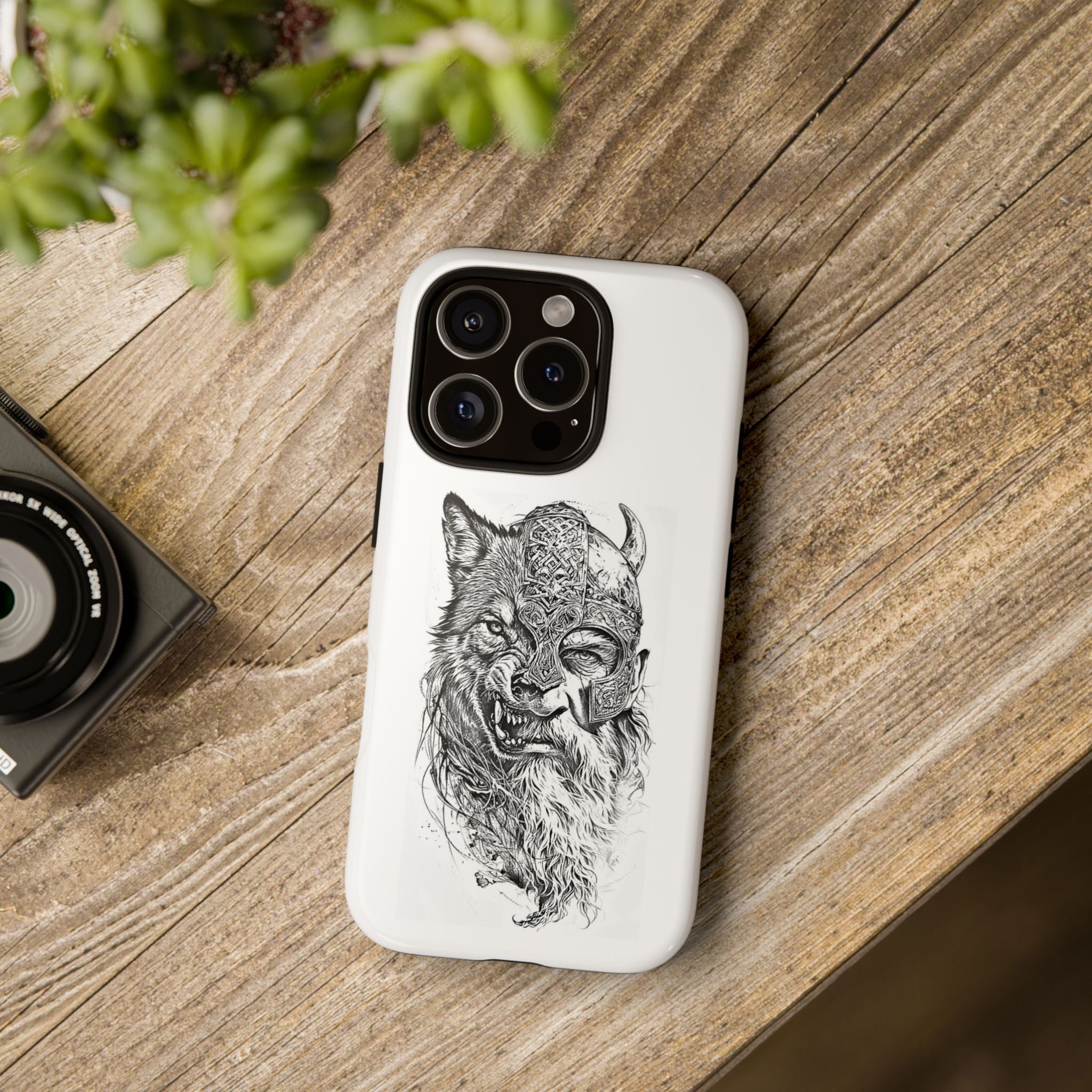 Viking Wolf Spirit – Norse Warrior Fusion iPhone Case