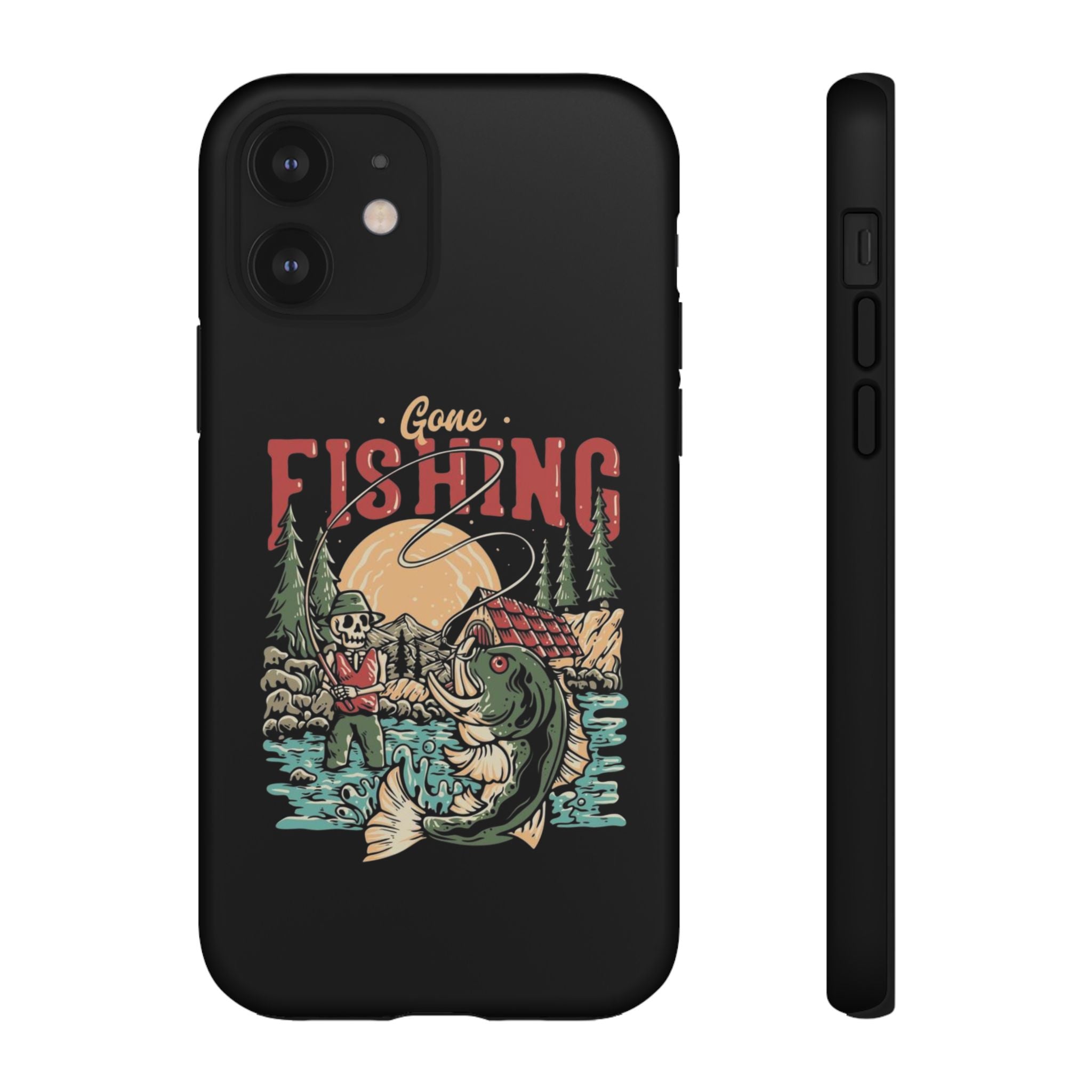 Gone Fishing Skeleton – Vintage Angler iPhone Case