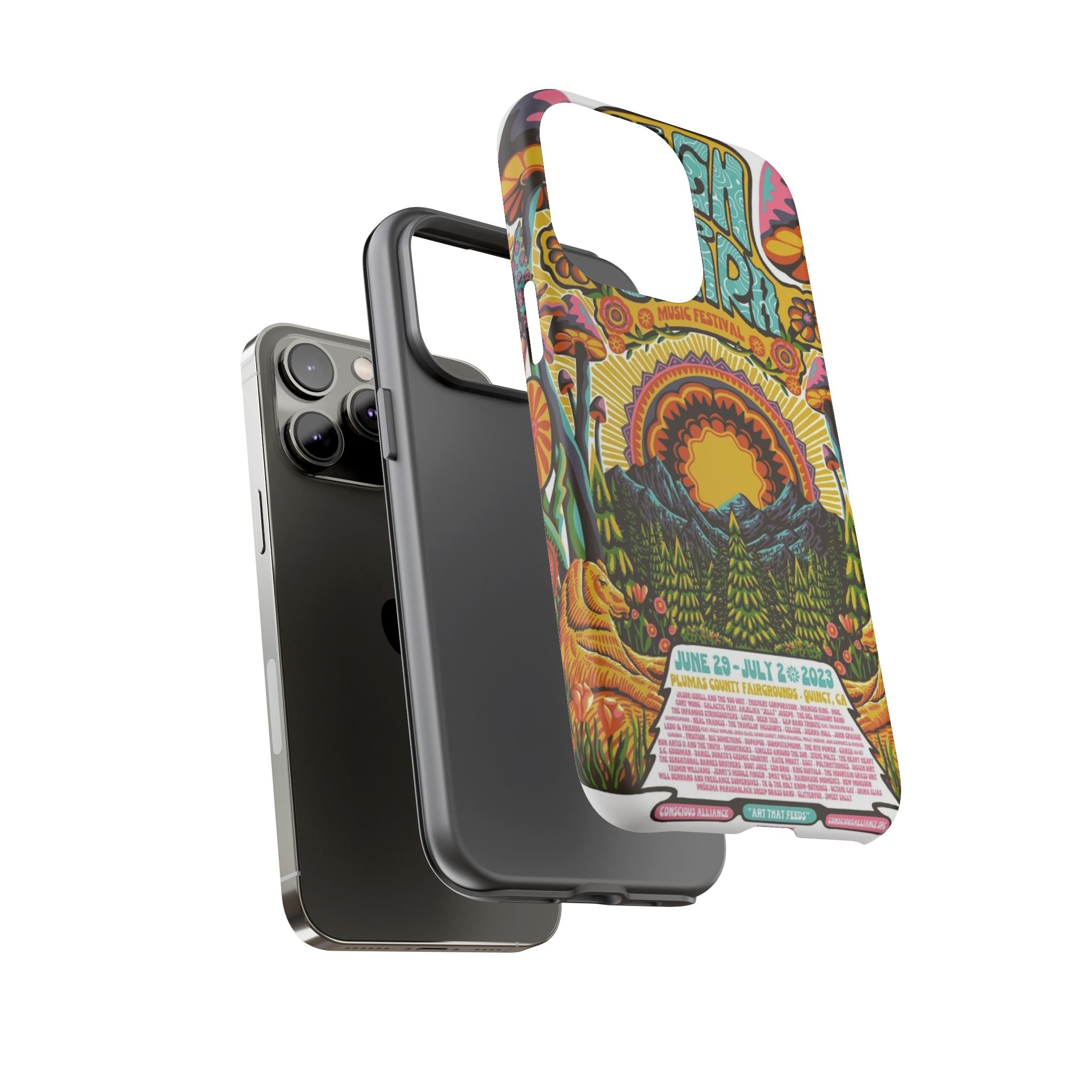Psychedelic Festival Forest – Retro Mushroom Tough iPhone Case