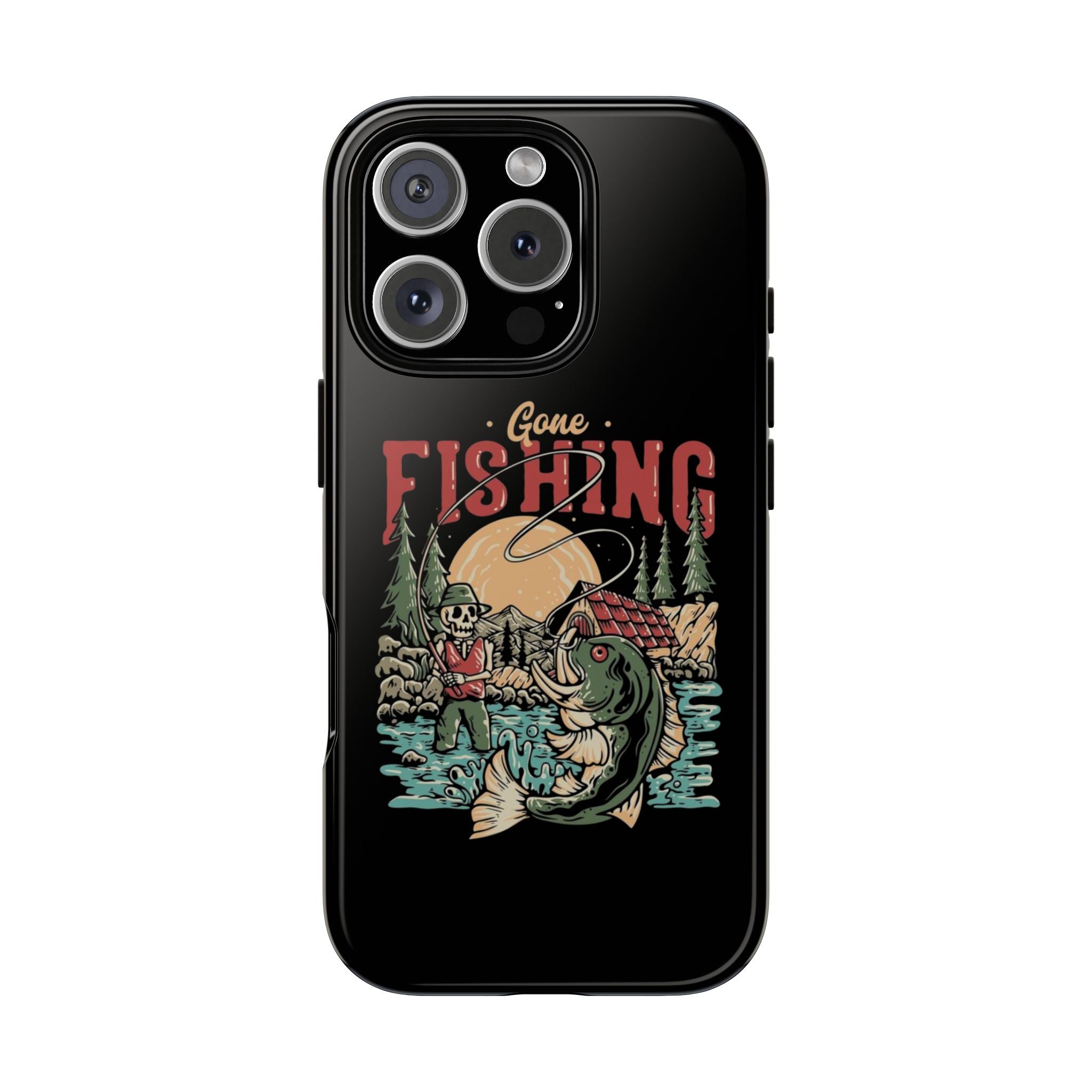 Gone Fishing Skeleton – Vintage Angler iPhone Case