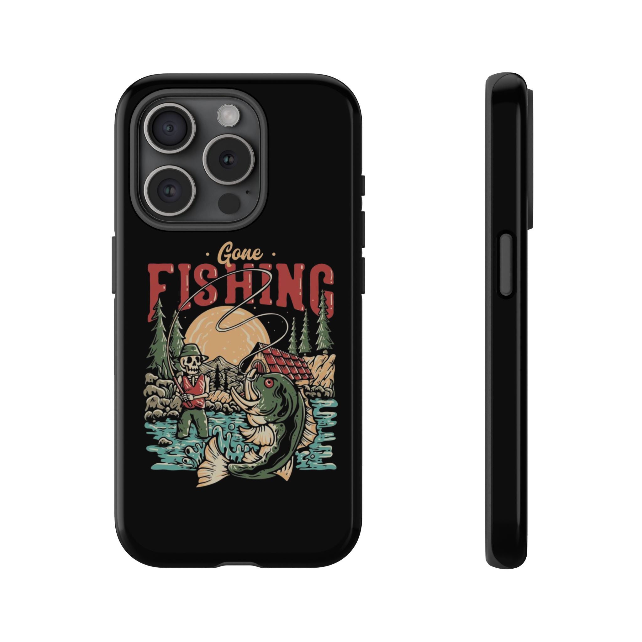 Gone Fishing Skeleton – Vintage Angler iPhone Case