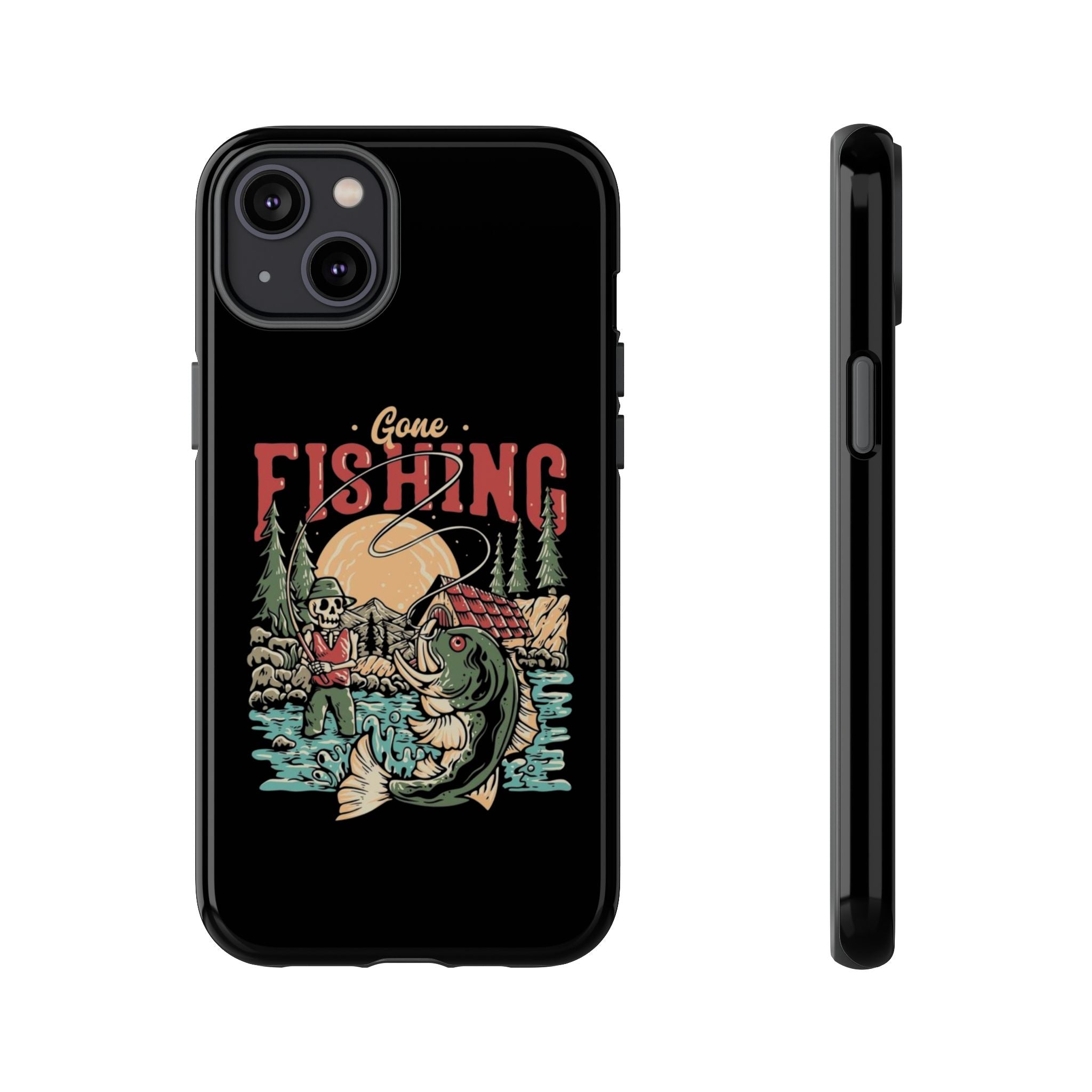 Gone Fishing Skeleton – Vintage Angler iPhone Case