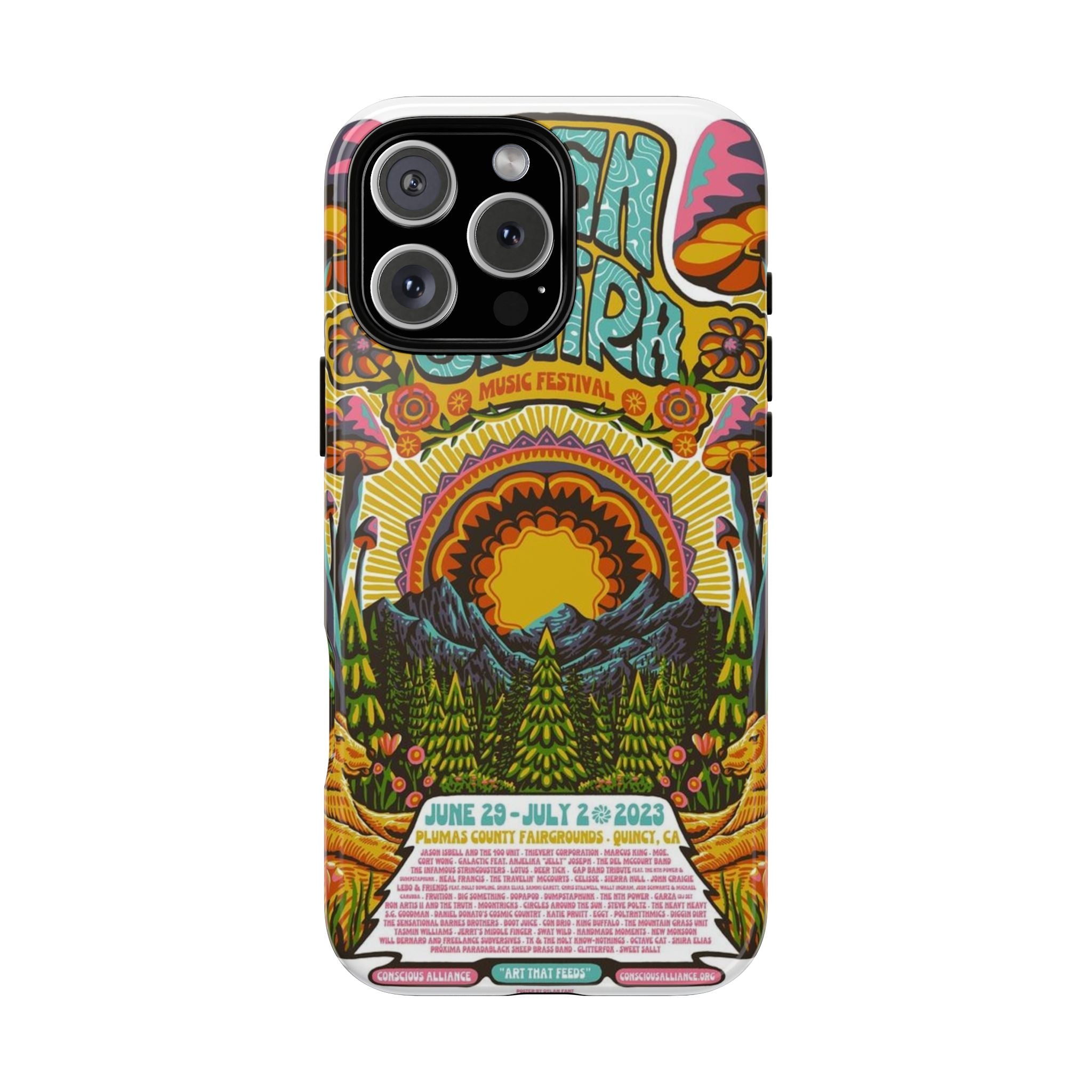 Psychedelic Festival Forest – Retro Mushroom Tough iPhone Case