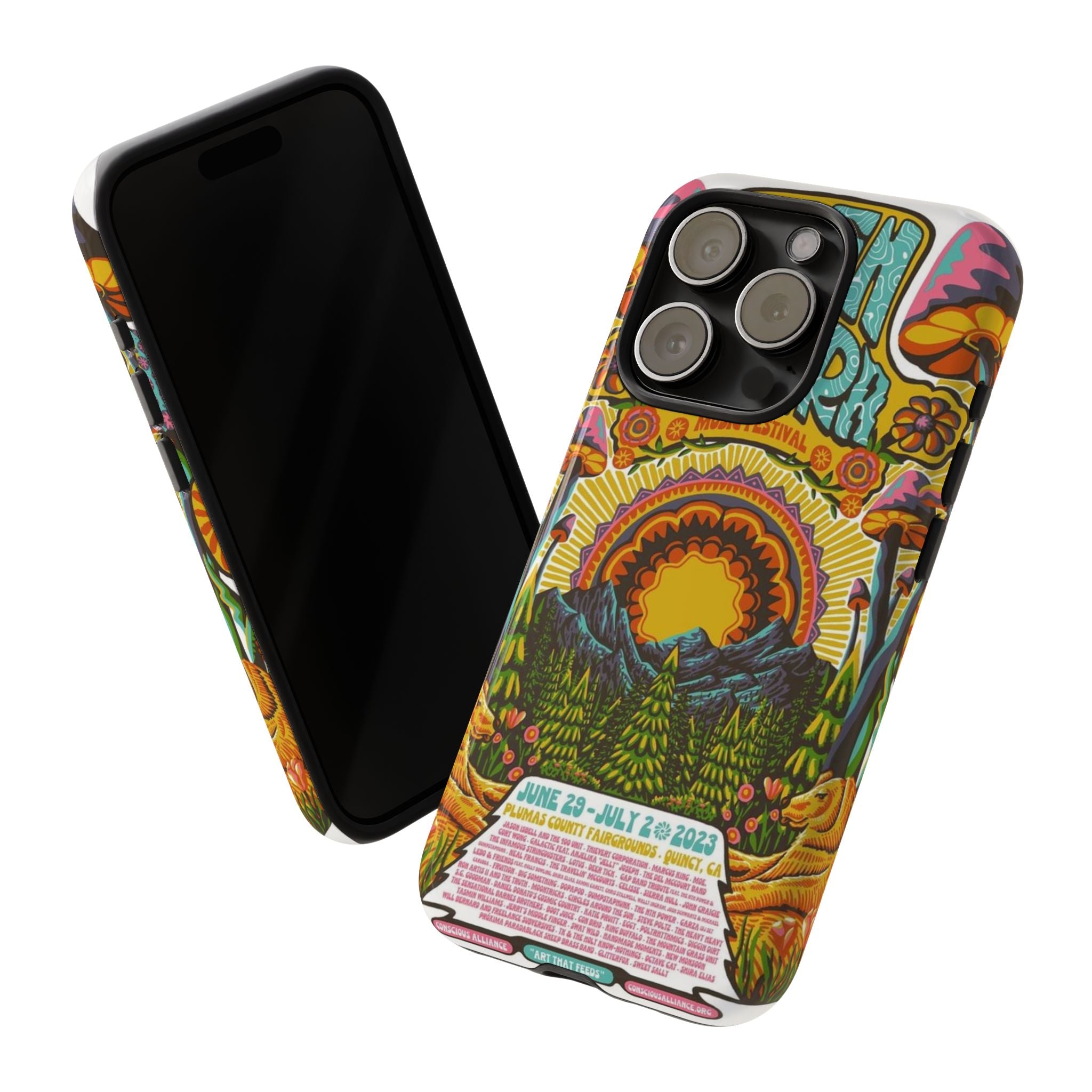 Psychedelic Festival Forest – Retro Mushroom Tough iPhone Case