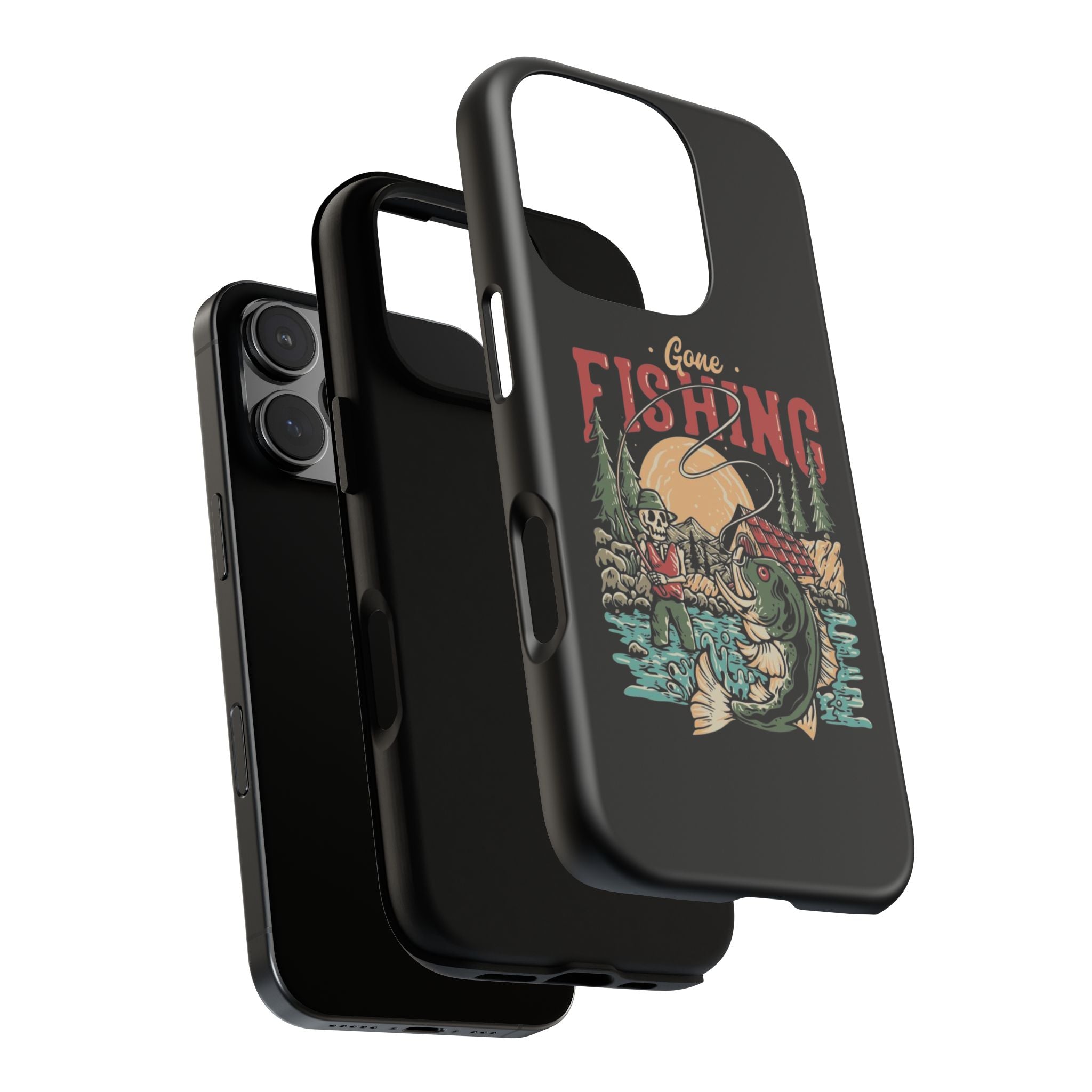 Gone Fishing Skeleton – Vintage Angler iPhone Case