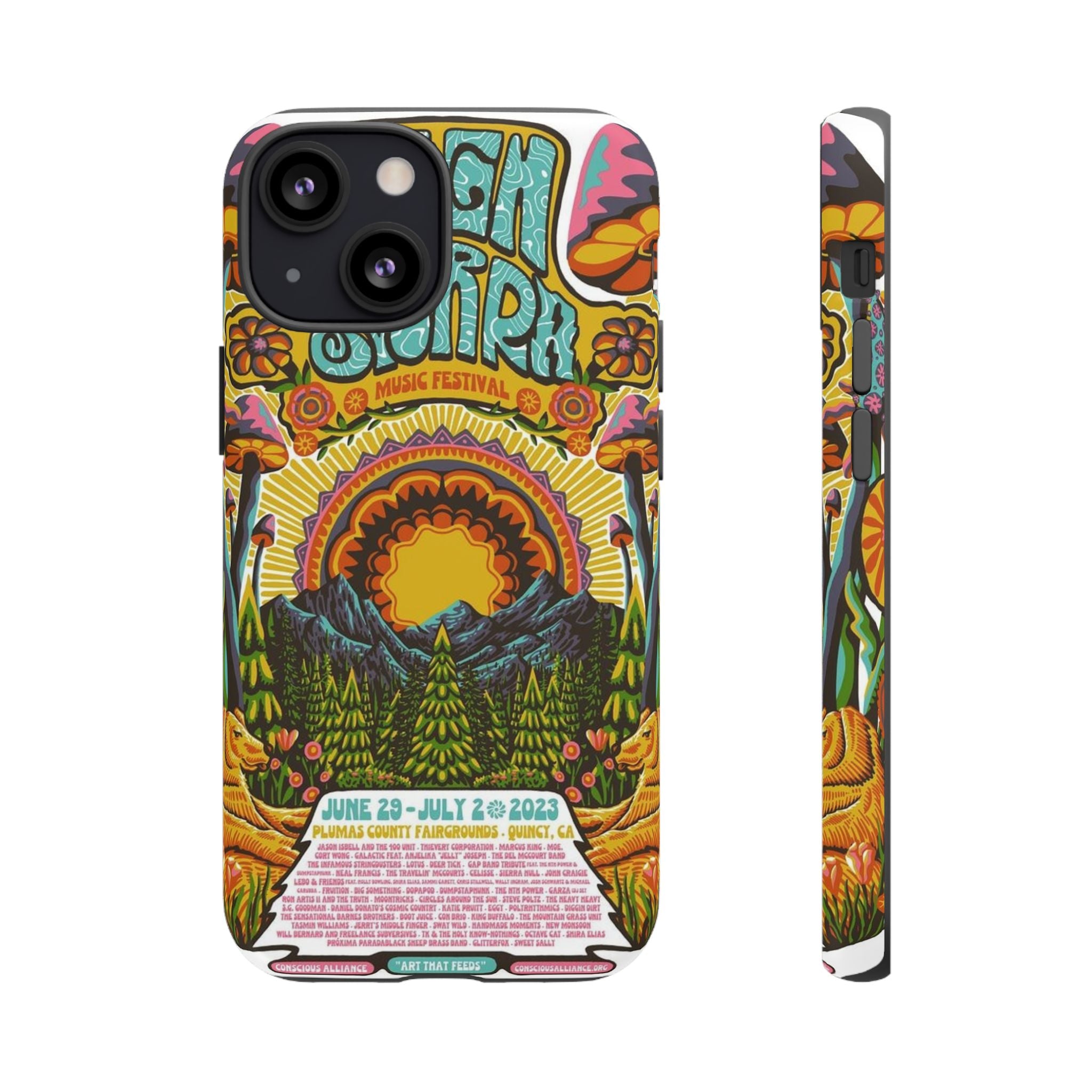 Psychedelic Festival Forest – Retro Mushroom Tough iPhone Case