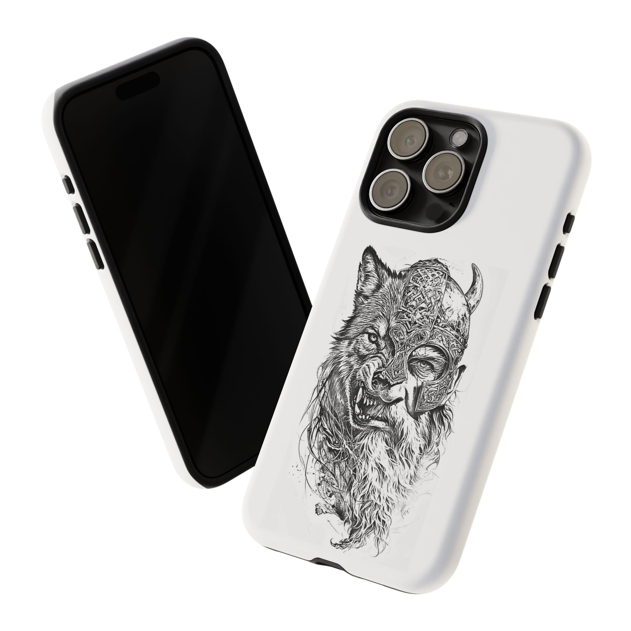 Viking Wolf Spirit – Norse Warrior Fusion iPhone Case