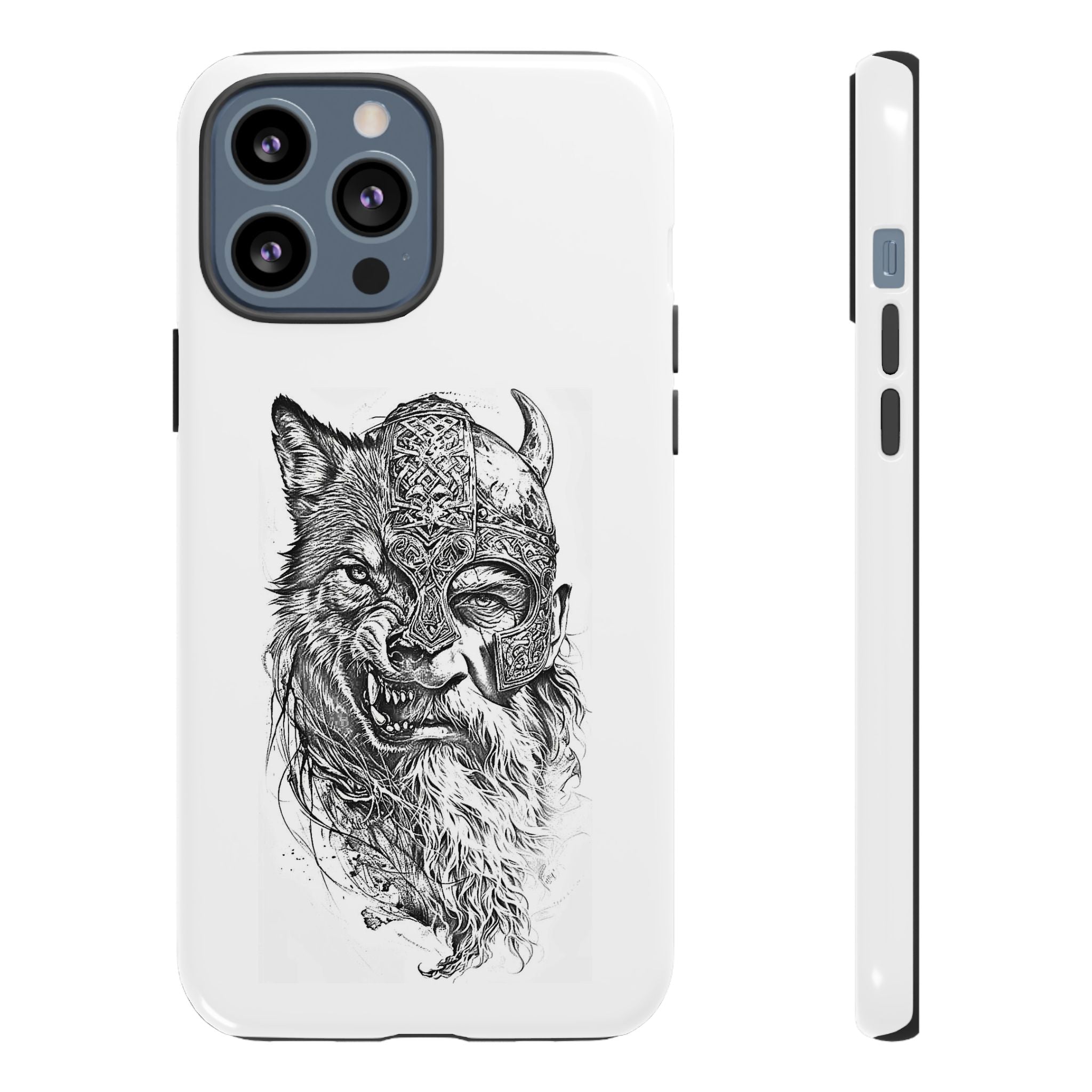 Viking Wolf Spirit – Norse Warrior Fusion iPhone Case