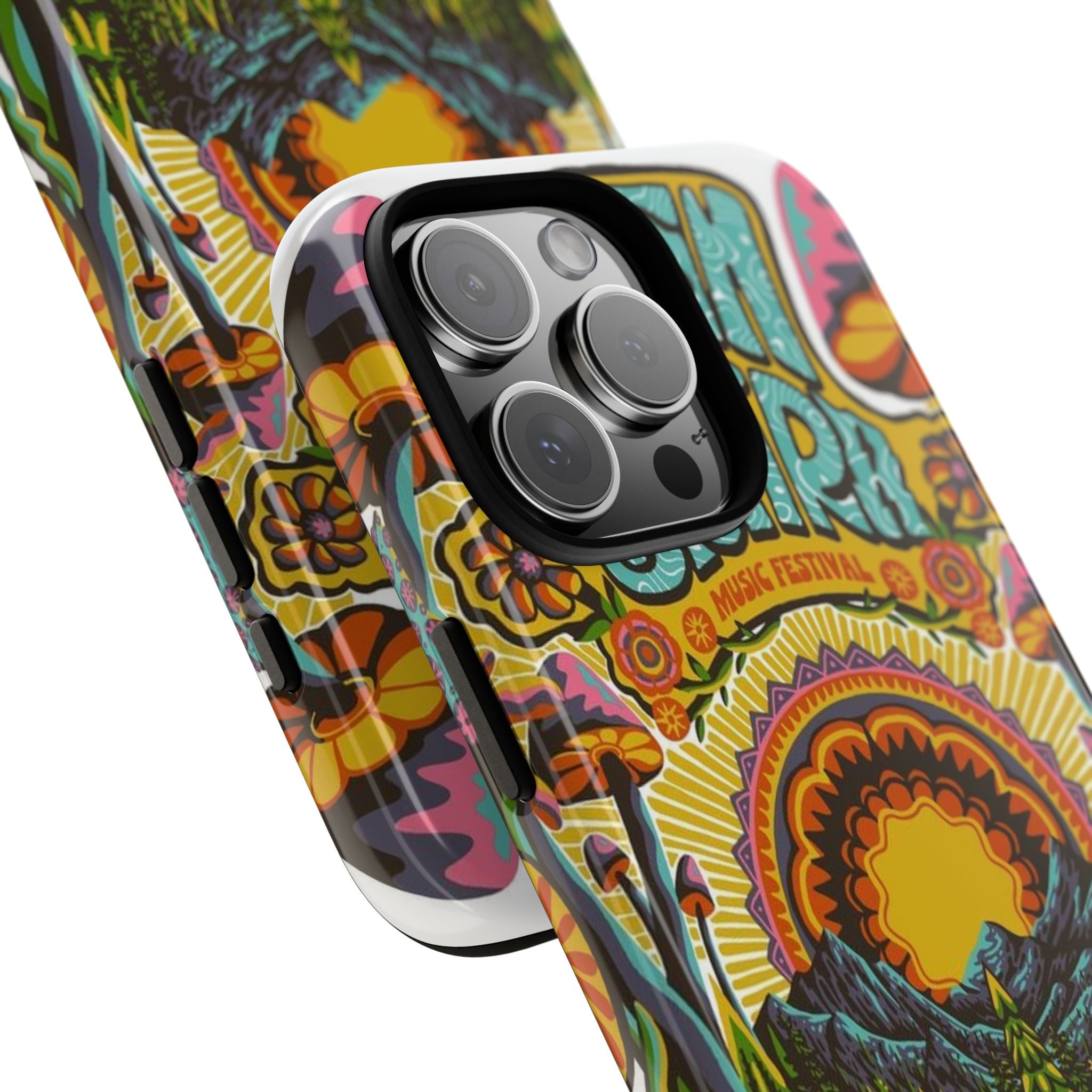 Psychedelic Festival Forest – Retro Mushroom Tough iPhone Case