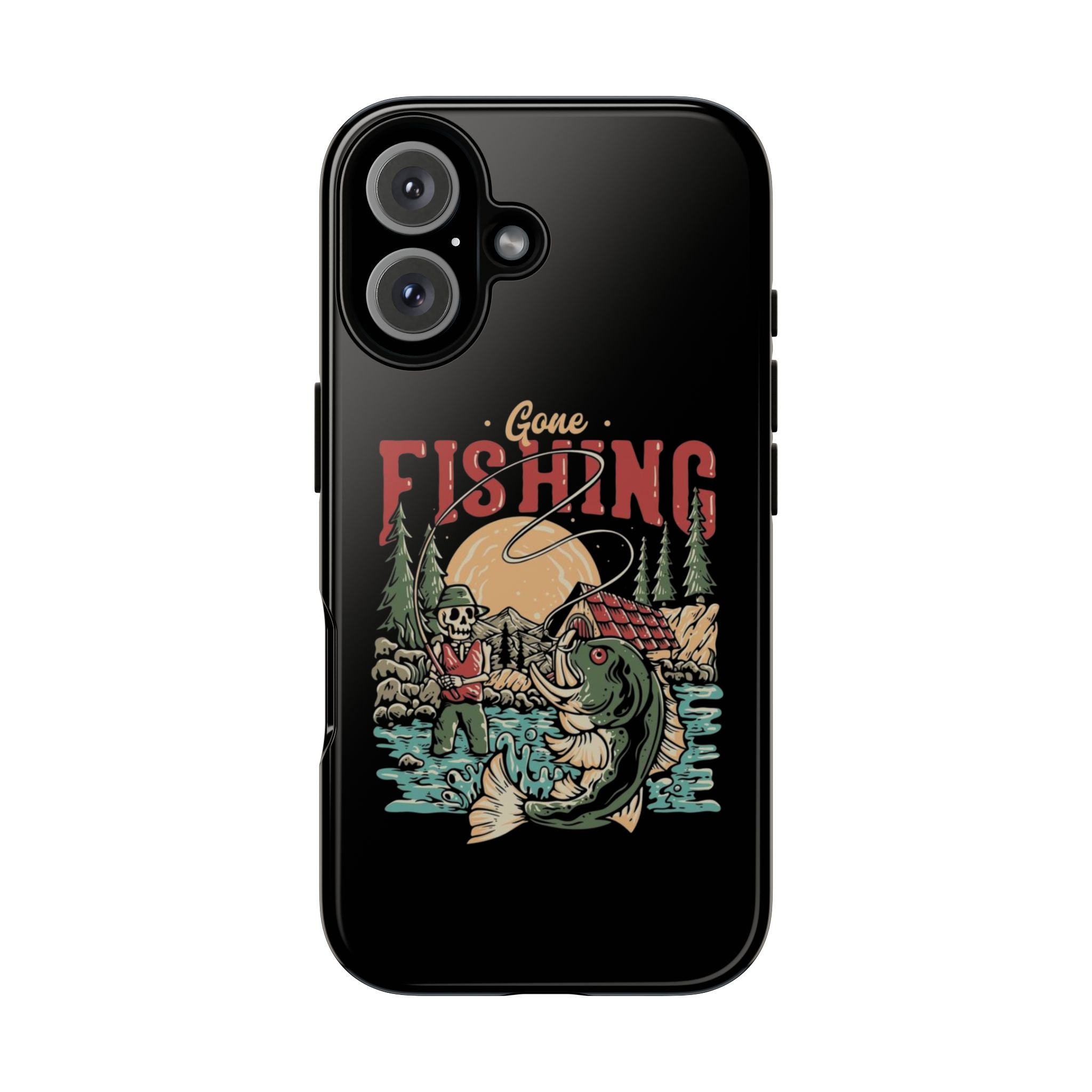 Gone Fishing Skeleton – Vintage Angler iPhone Case
