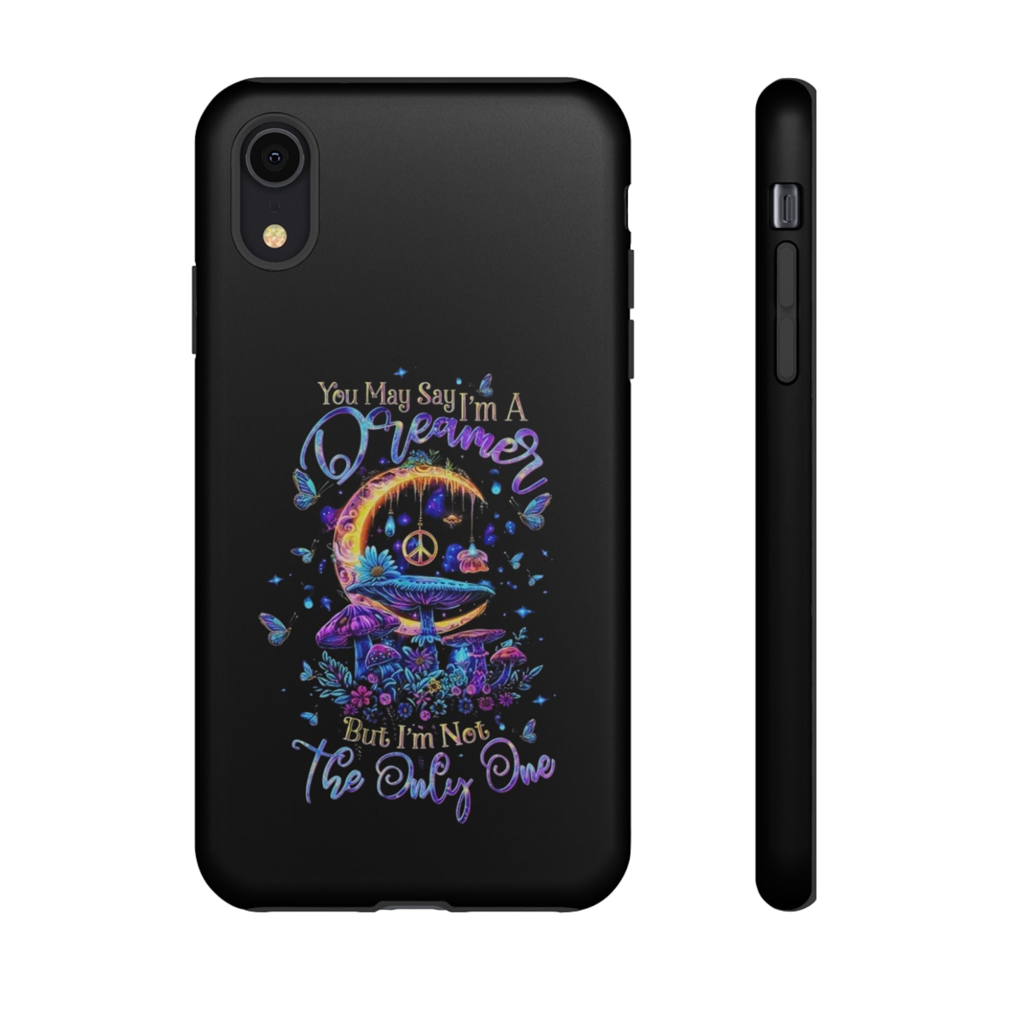 Dreamer Moon & Mushrooms – Neon Psychedelic iPhone Case