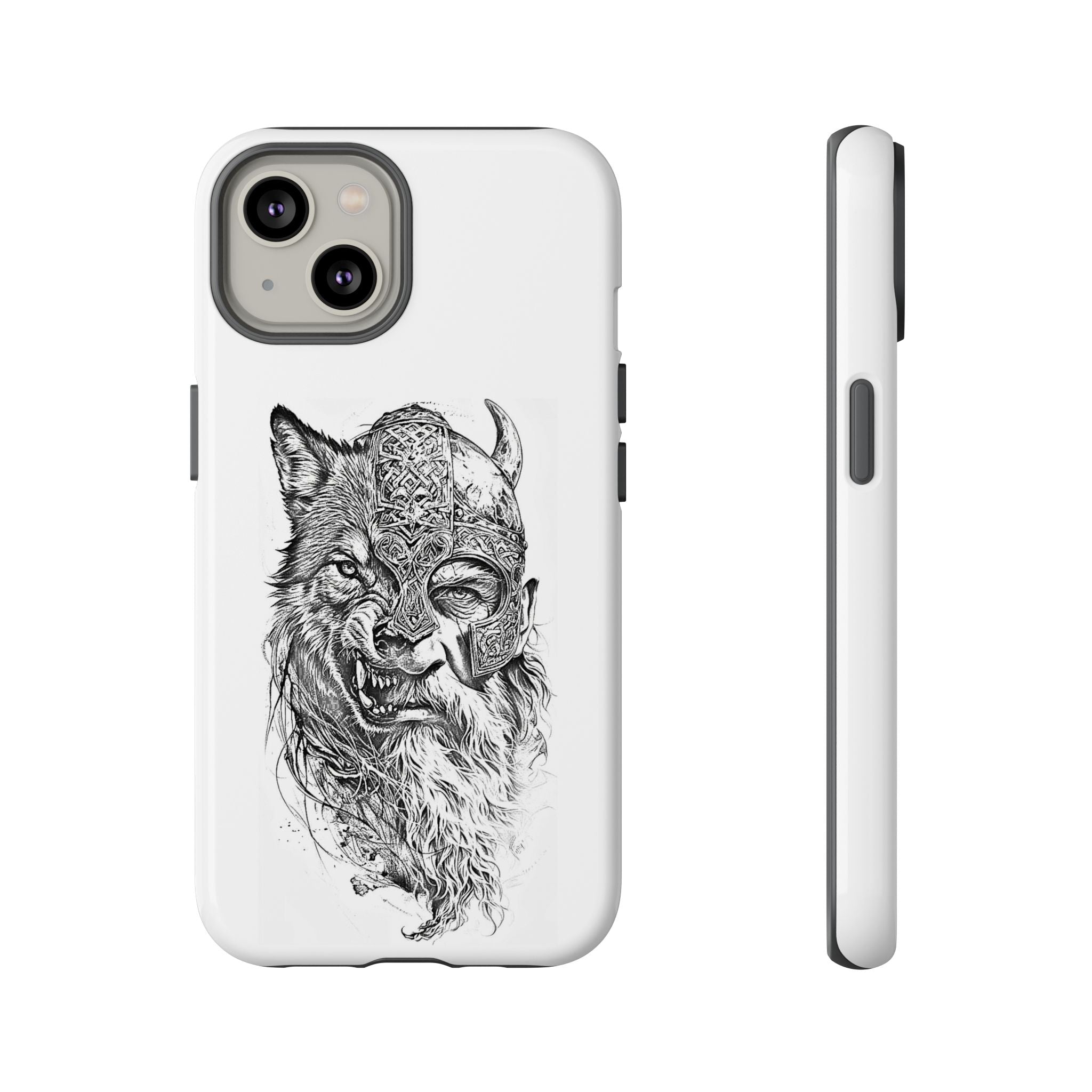 Viking Wolf Spirit – Norse Warrior Fusion iPhone Case