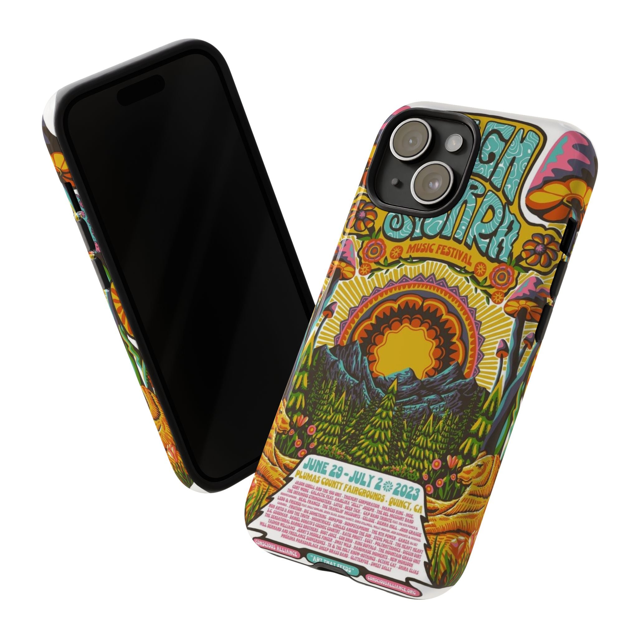 Psychedelic Festival Forest – Retro Mushroom Tough iPhone Case