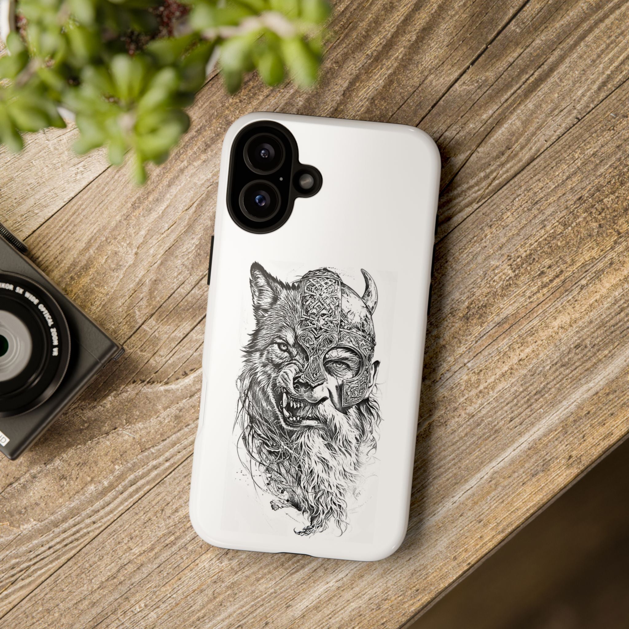 Viking Wolf Spirit – Norse Warrior Fusion iPhone Case
