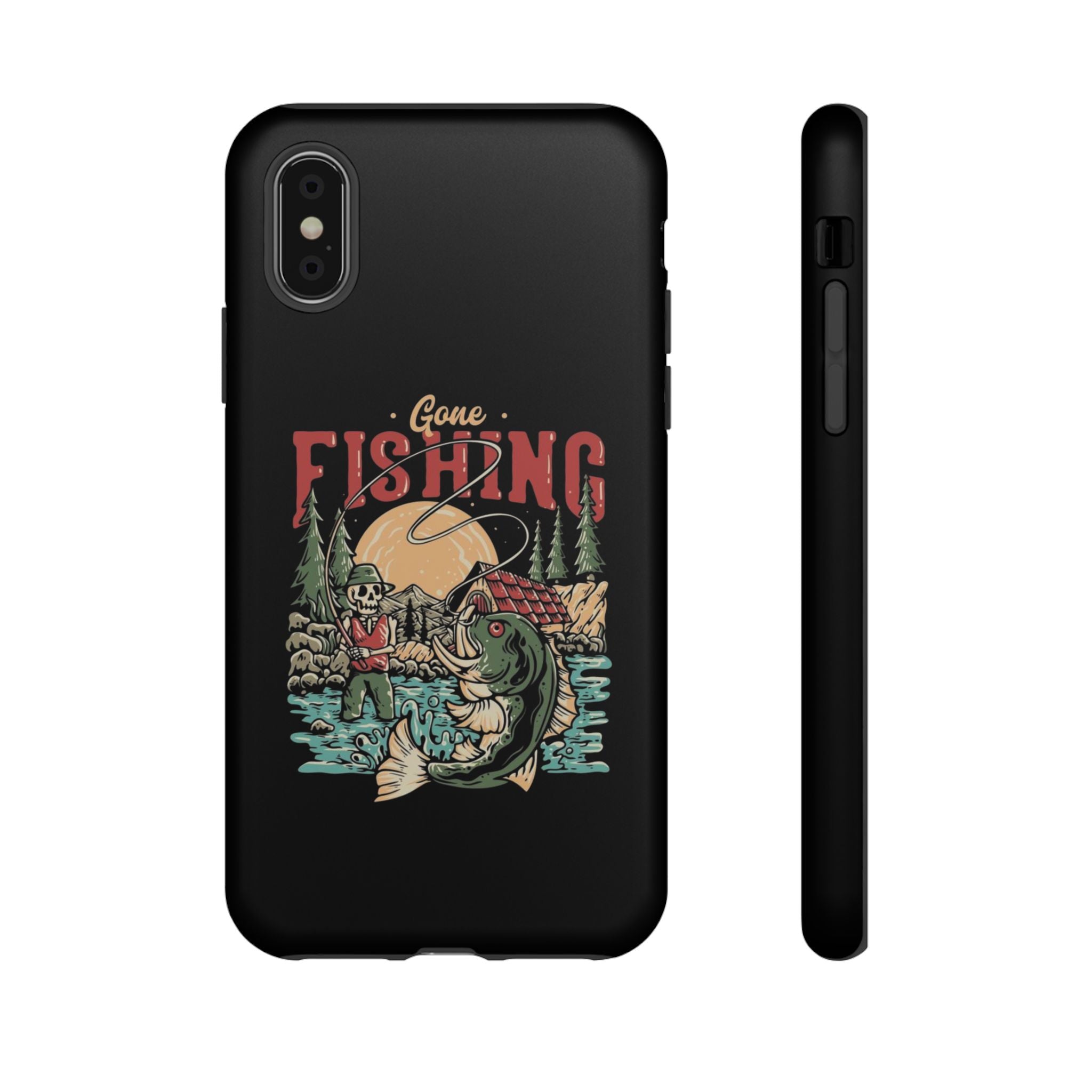 Gone Fishing Skeleton – Vintage Angler iPhone Case