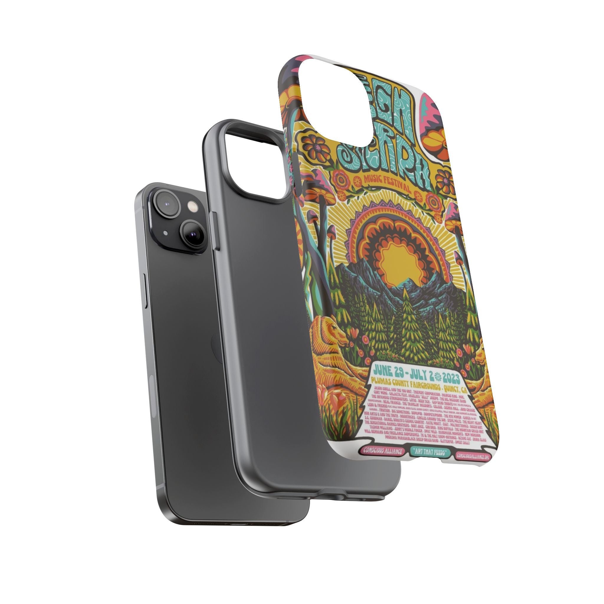 Psychedelic Festival Forest – Retro Mushroom Tough iPhone Case