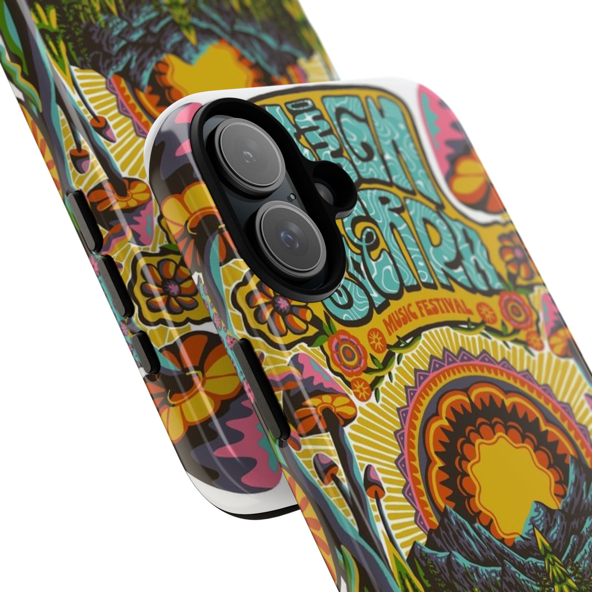 Psychedelic Festival Forest – Retro Mushroom Tough iPhone Case