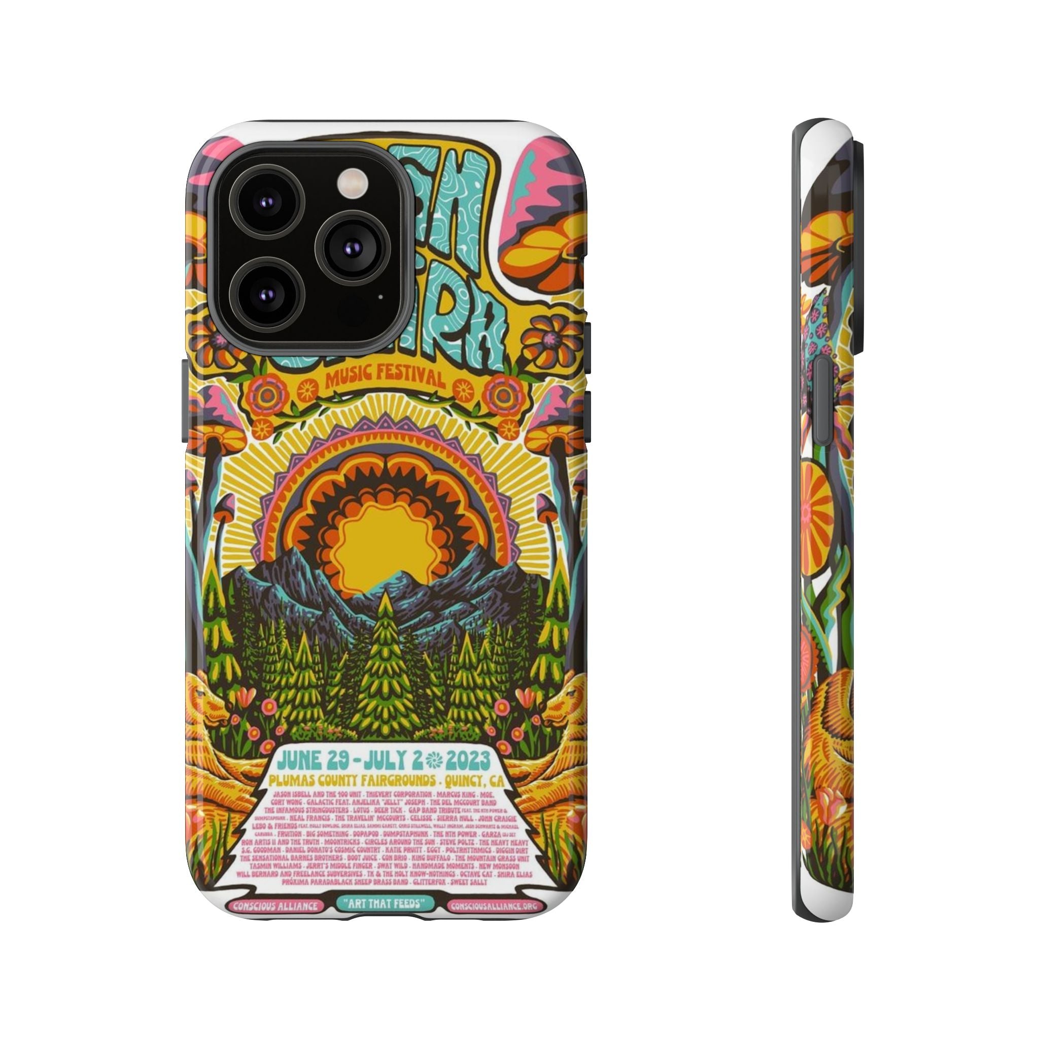Psychedelic Festival Forest – Retro Mushroom Tough iPhone Case