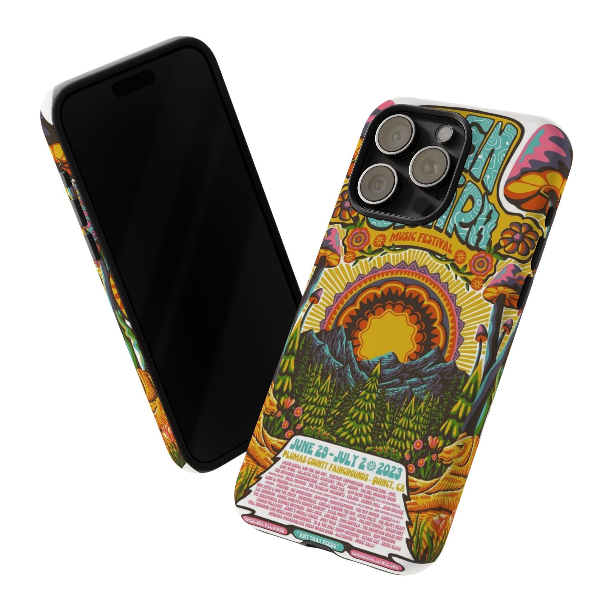 Psychedelic Festival Forest – Retro Mushroom Tough iPhone Case