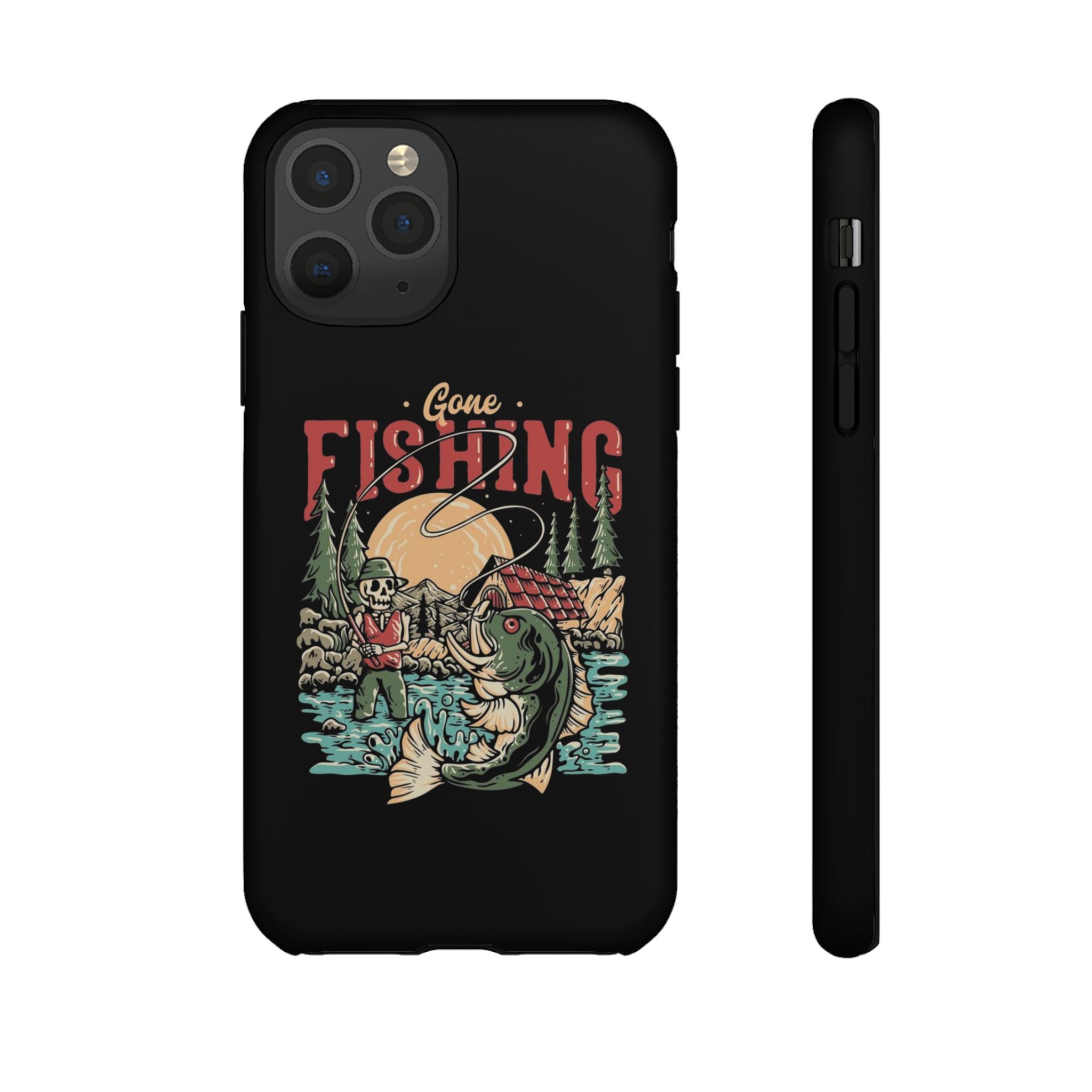 Gone Fishing Skeleton – Vintage Angler iPhone Case