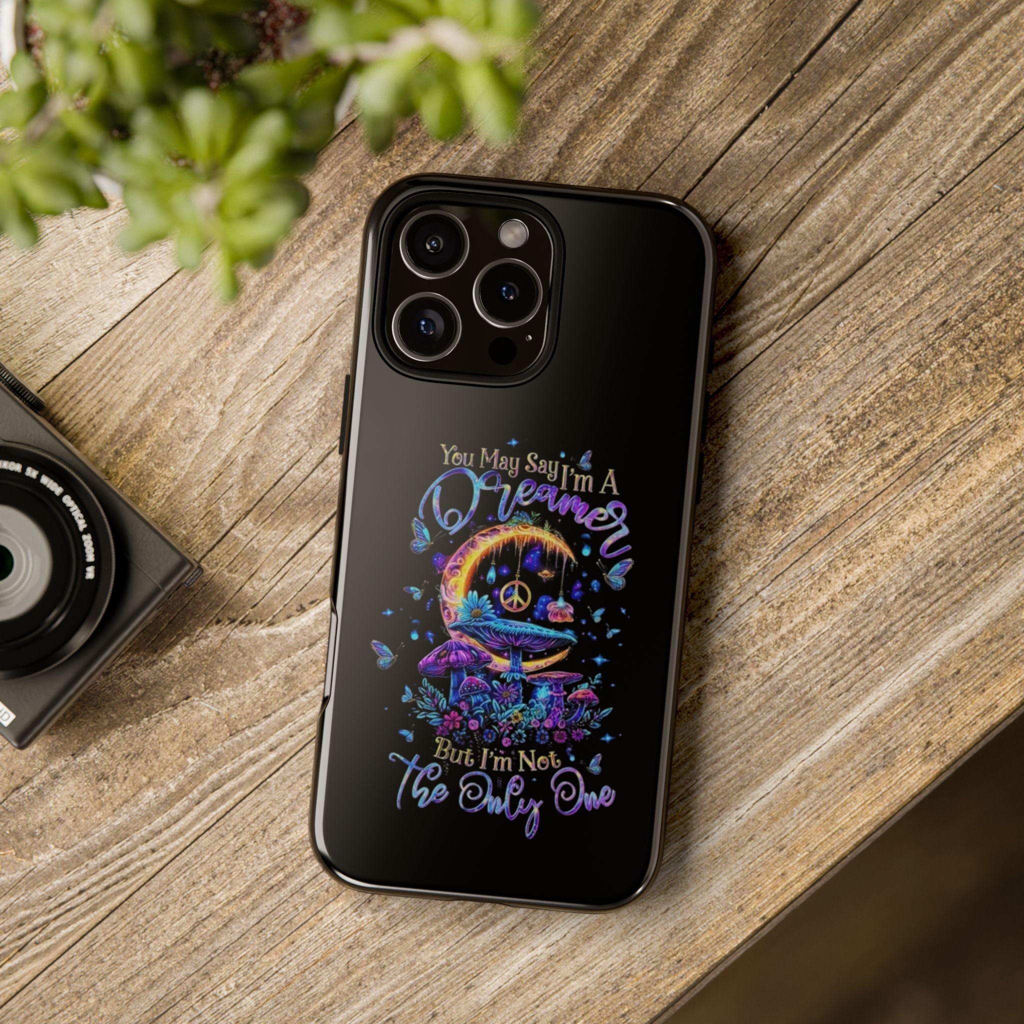 Dreamer Moon & Mushrooms – Neon Psychedelic iPhone Case