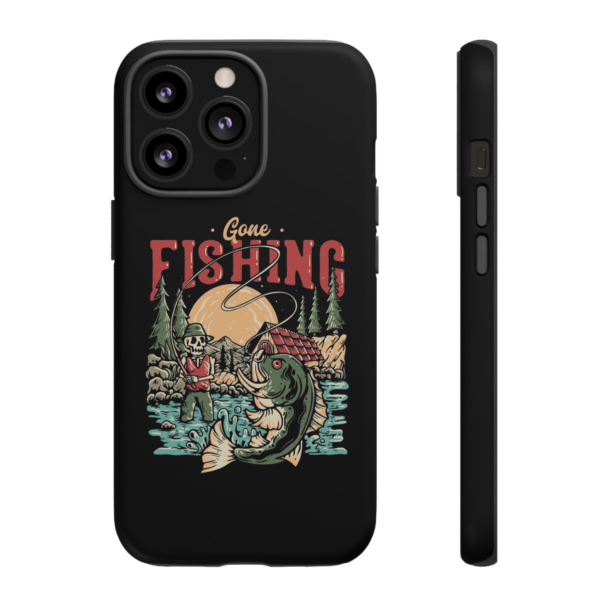 Gone Fishing Skeleton – Vintage Angler iPhone Case
