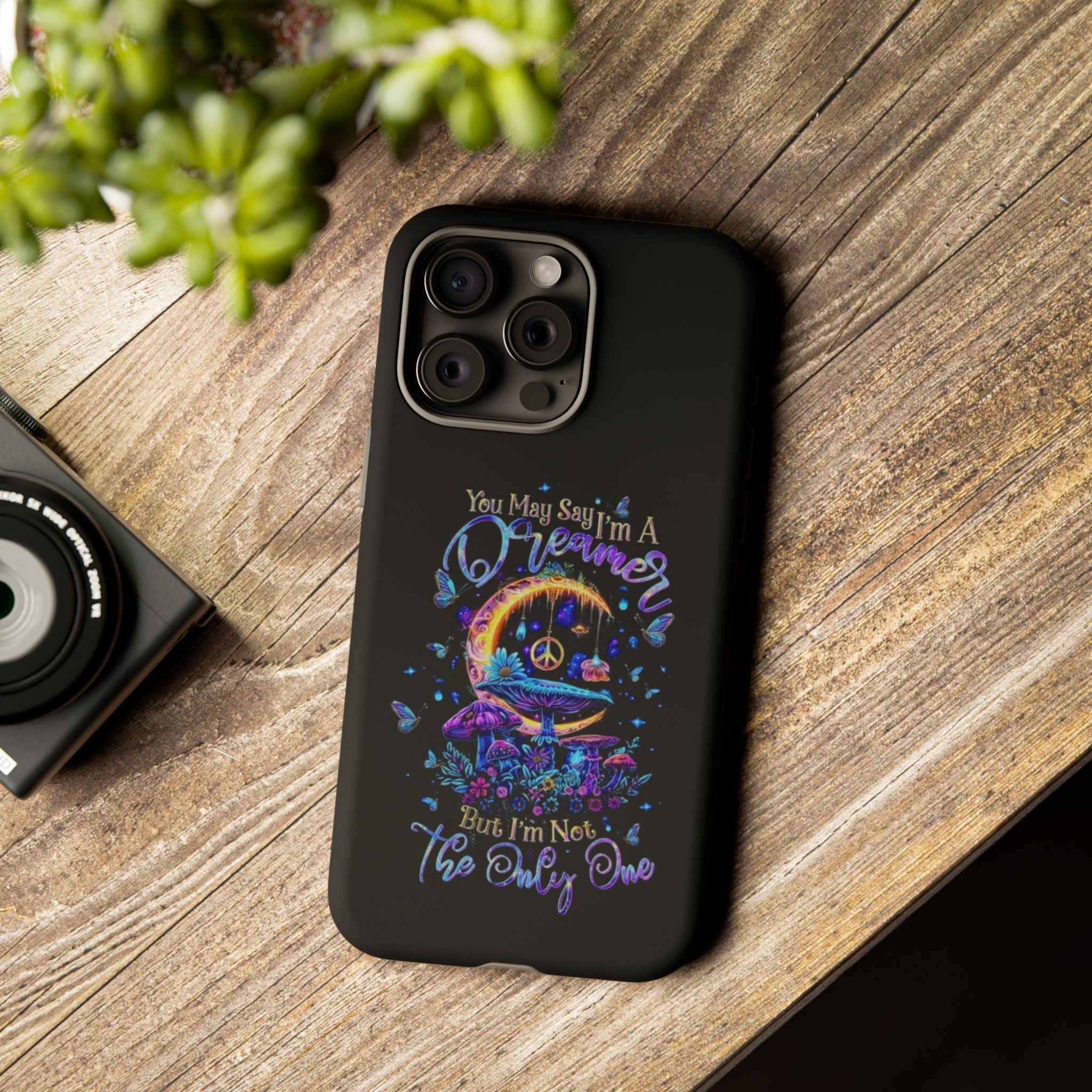 Dreamer Moon & Mushrooms – Neon Psychedelic iPhone Case